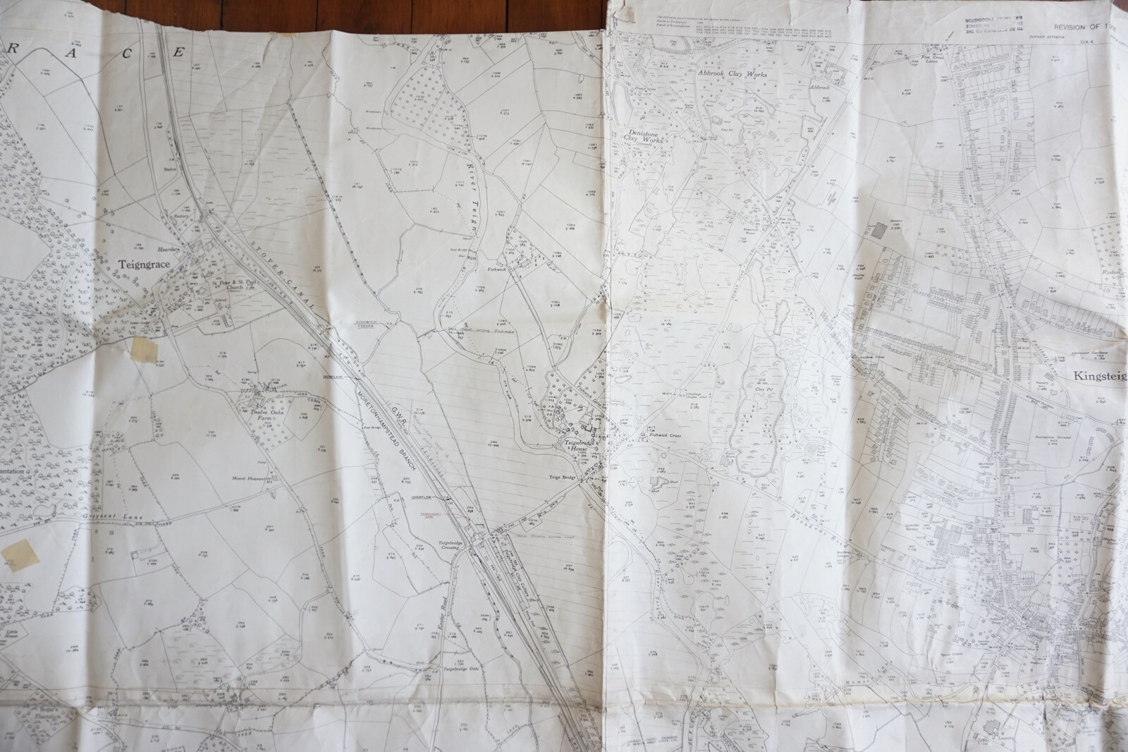 1936 Newton Abbot GWR Kingsteignton Highweek Railway OS Railway Map