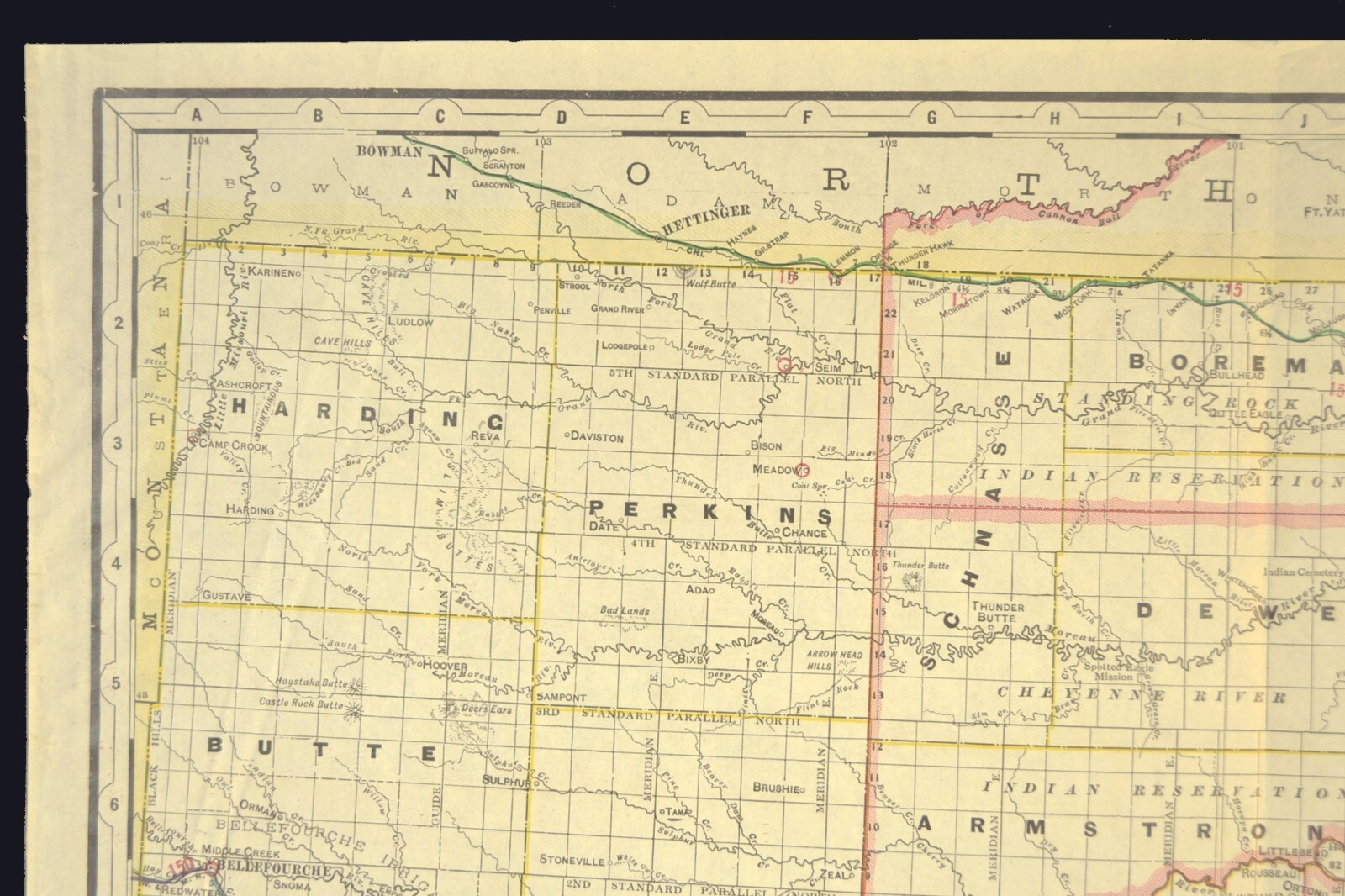 ca 1905 South Dakota Railroad Map Yankton & Western RR Wyoming & Missouri River