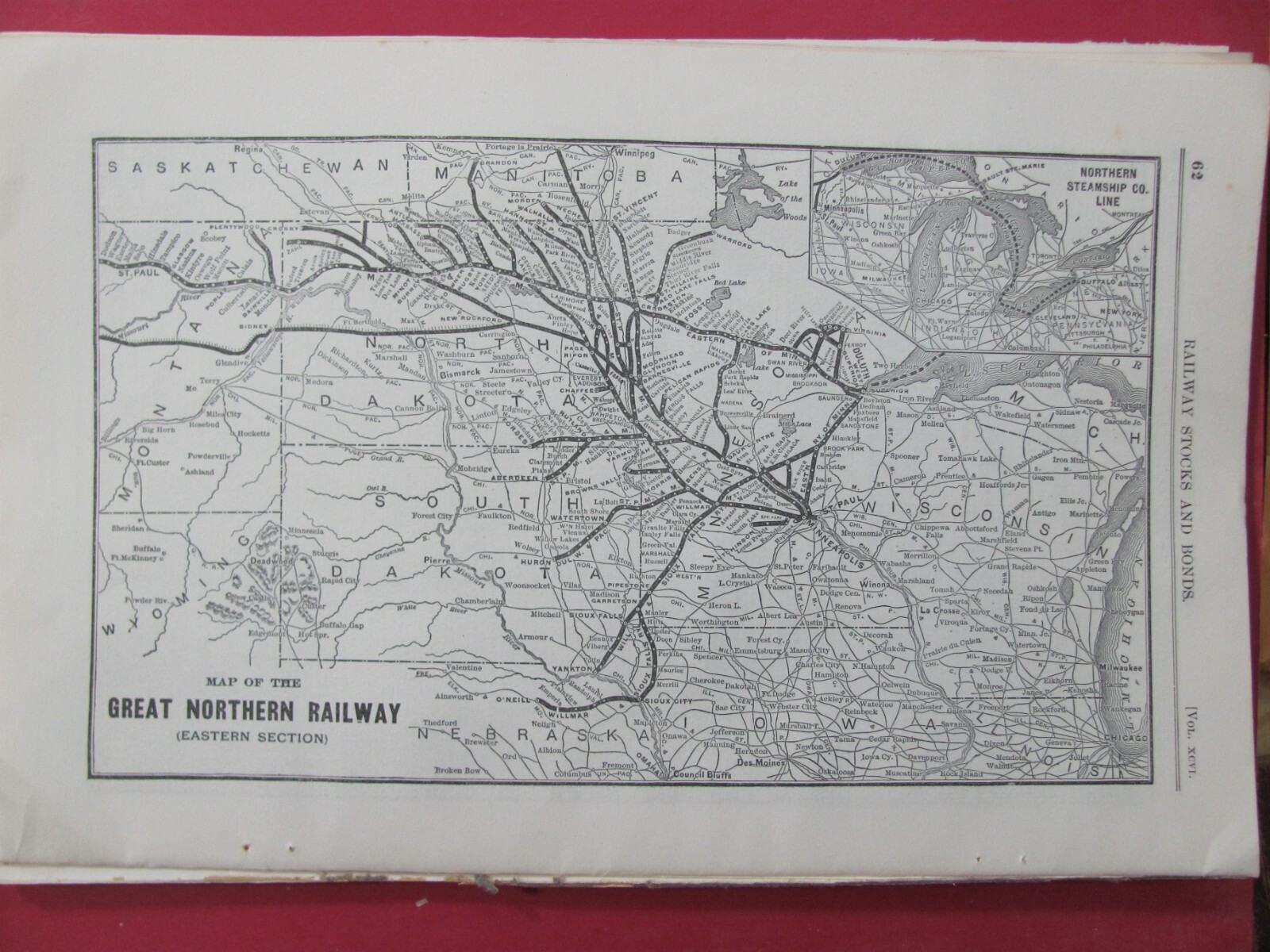 1913 GREAT NORTHERN RAILROAD EASTERN SYSTEM MAP ROUTES STATIONS GN RR HISTORY
