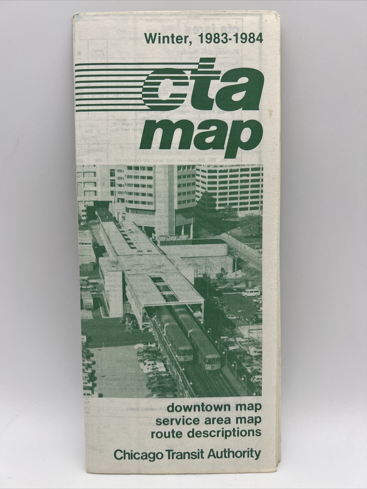 1983-84 Winter CHICAGO TRANSIT AUTHORITY CTA ROUTE MAP Train L Subway Bus