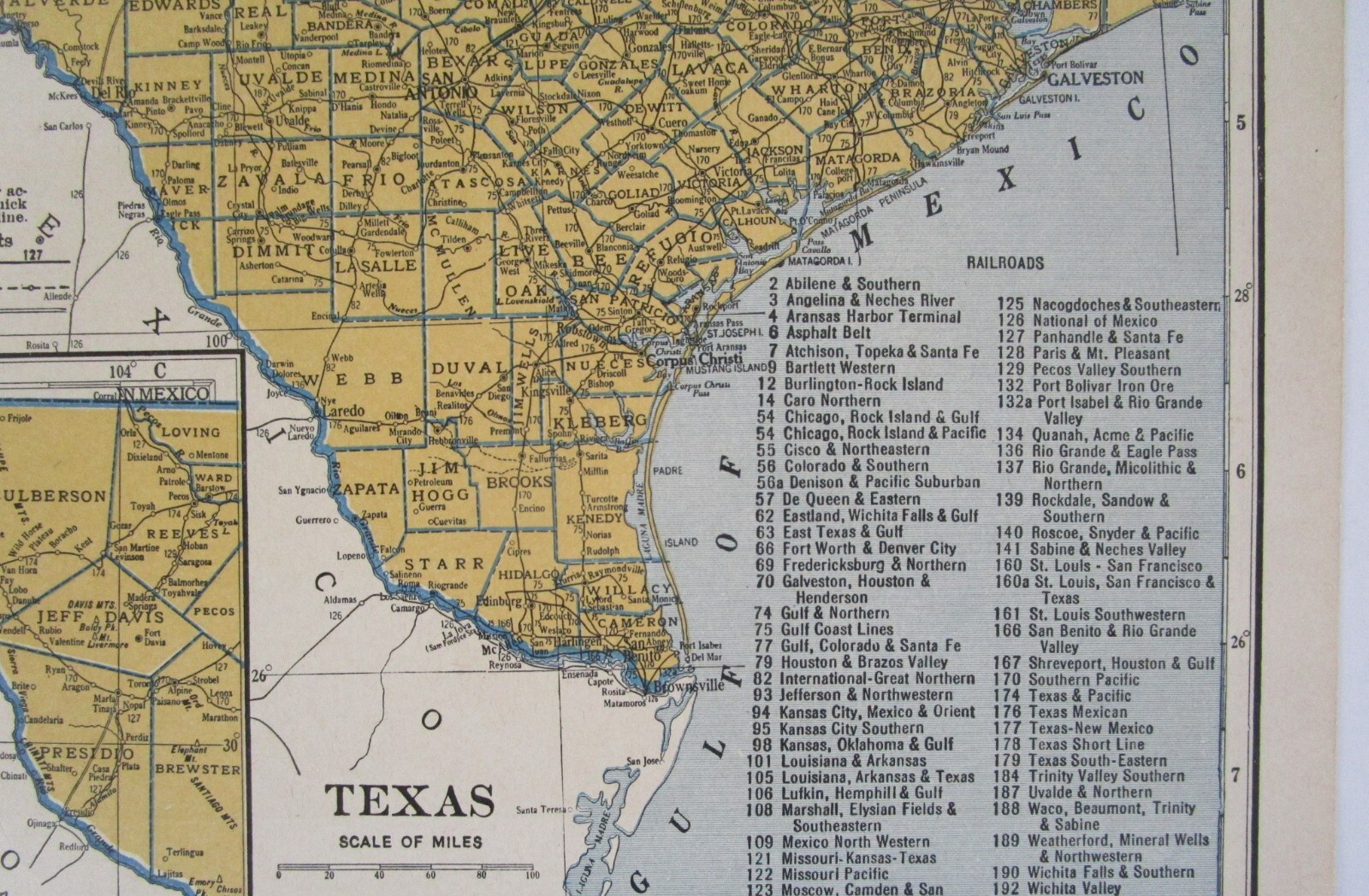 UT TX 1939 UTAH RAILROAD Map. DEEP CREEK RR or TEXAS. SAN BENITO & RIO GRANDE