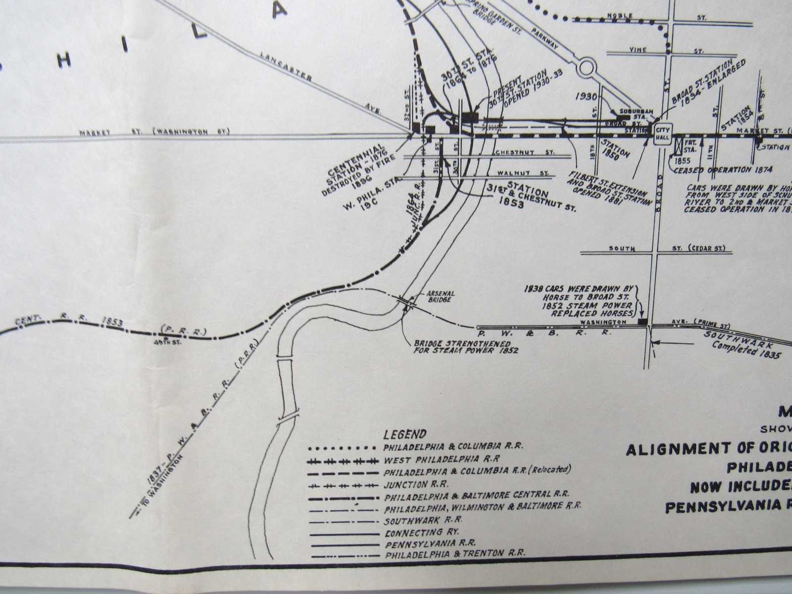 c1933 PRR Pennsylvania Railroad Track Alignment Philadelphia PA Terminal Rail US