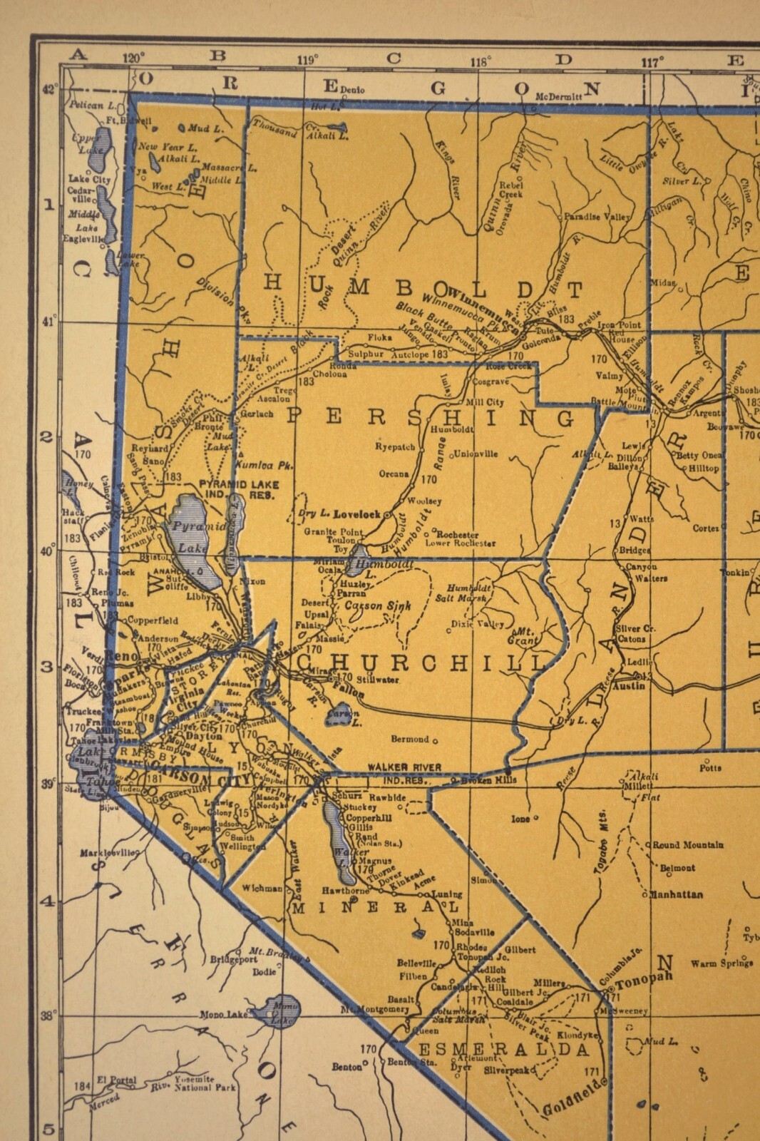 ca1939 NEVADA Railroad Map Depot Towns SP RR Historic Original Atlas Map