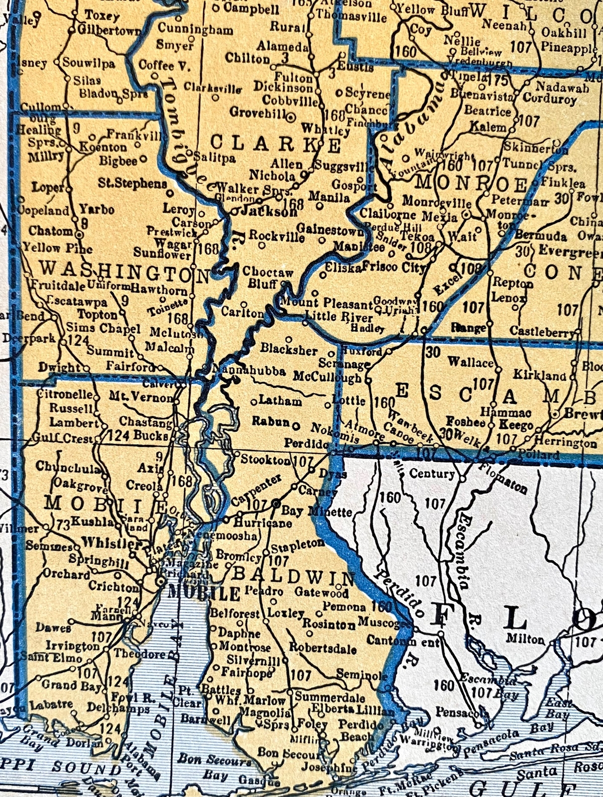 ALABAMA, ARIZONA Original c 1935 County & Railroad Maps. Hammond & Co. 9×12″