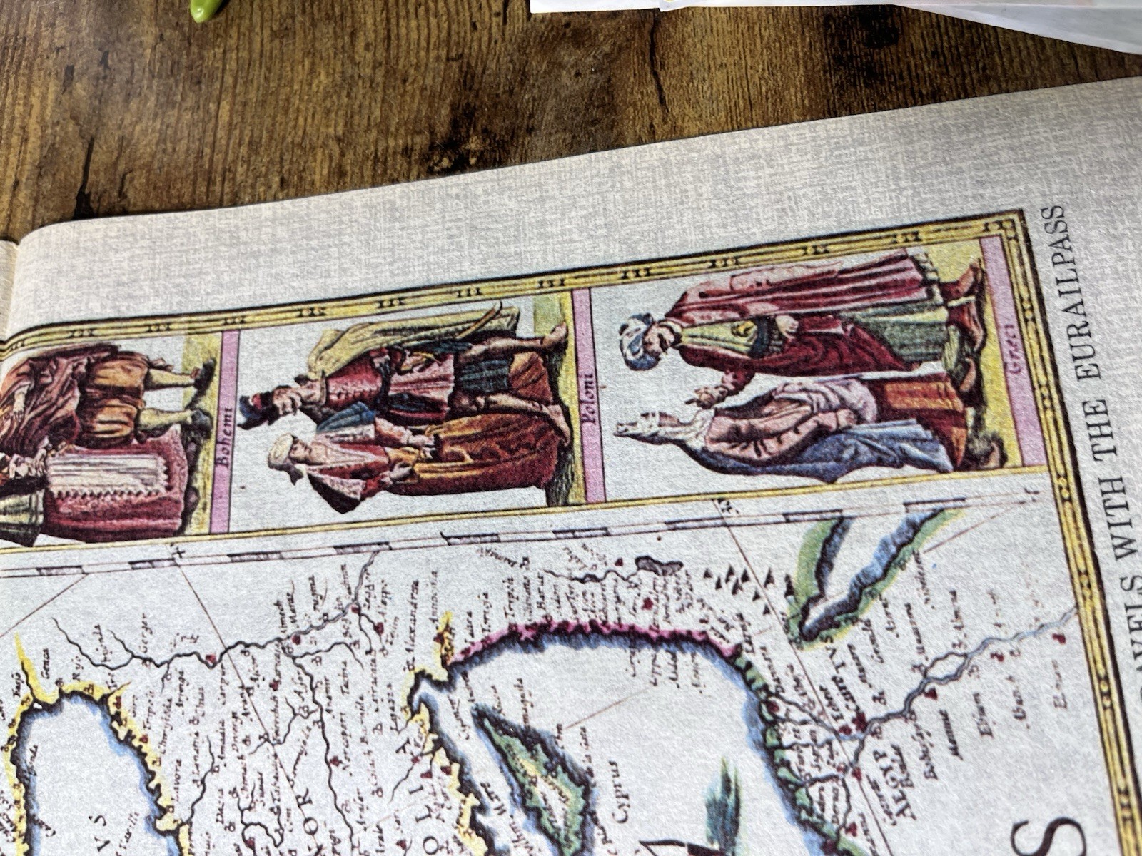 1975 Eurailpass Europe Souvenir Map Fabric Print Blaeu Style with Envelope