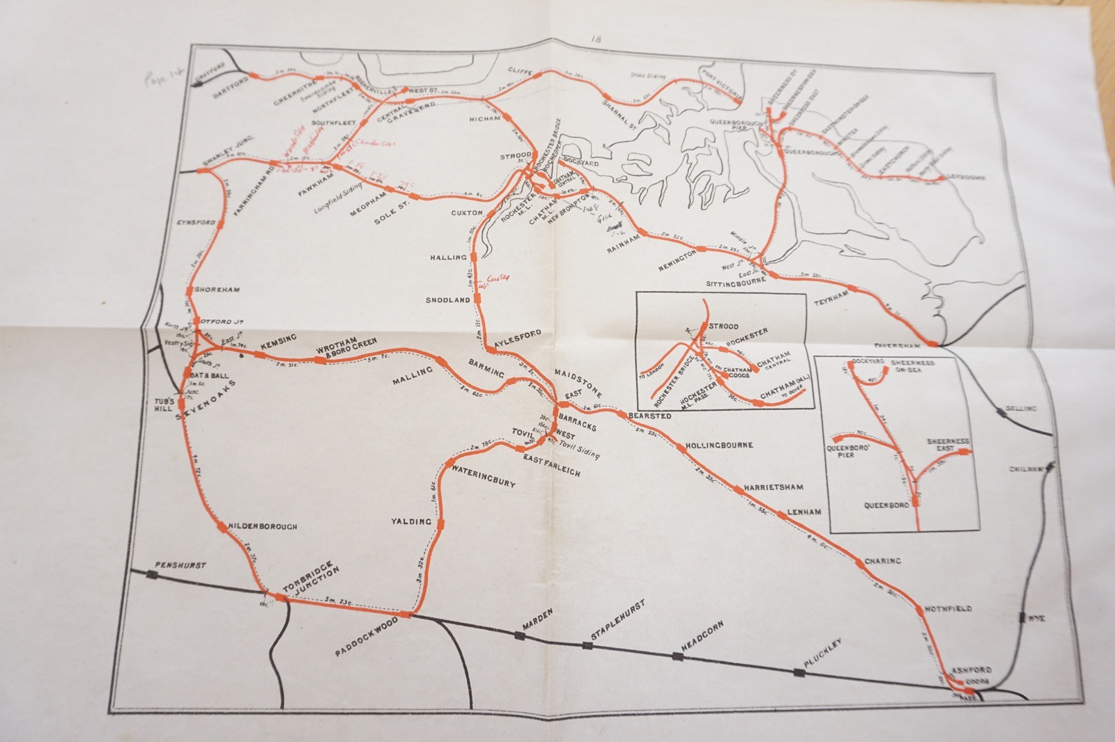 1905 South Eastern & Chatham Railway Map New Bearsted Faverhsam Sevenoaks