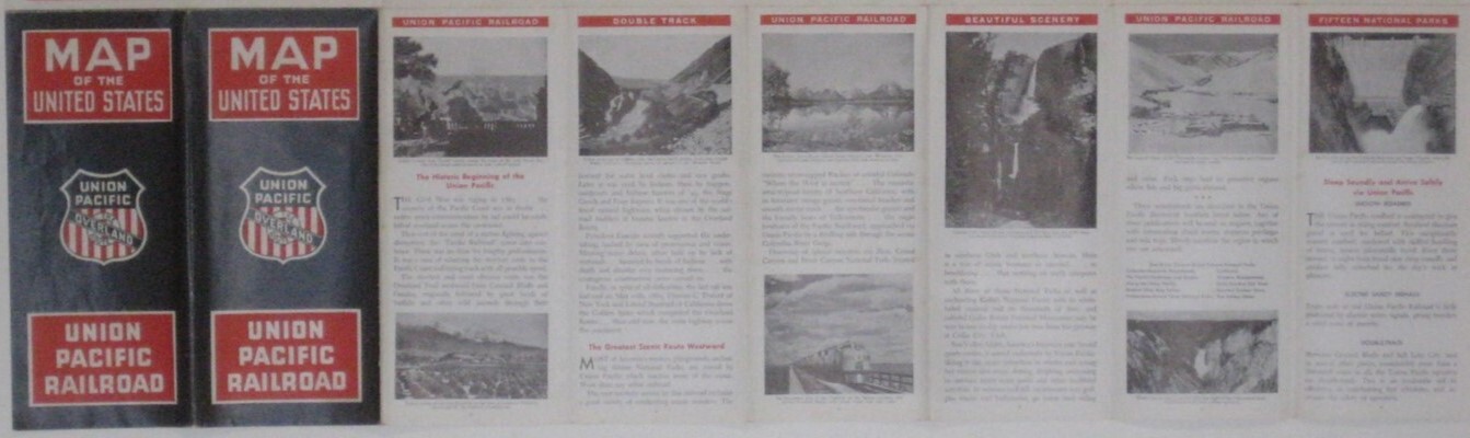 1938 UNION PACIFIC RAILROAD United States System Map Connections Photos History