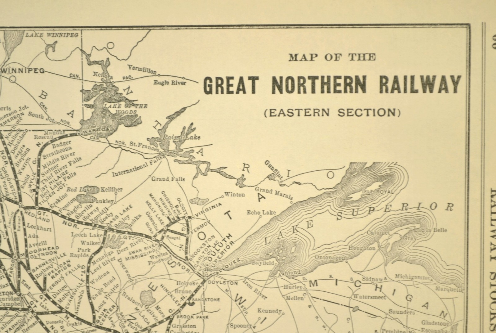 Vintage GREAT NORTHERN Railway Map North Dakota Western North Dakota Old Antique