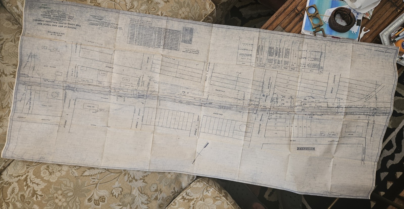 1920-67 Long Island Rail Road map Woodmere Right-of-Way 5 TOWNS LIRR Blue 24×56