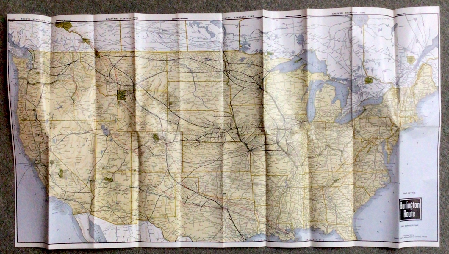 1960 Jan Burlington Route United States Map & Vacation Guide Way Of Zephyrs