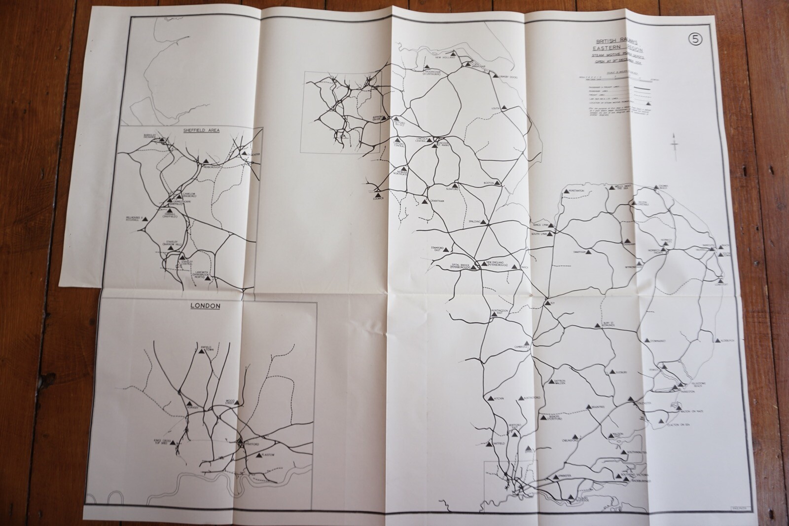 1958 Steam Motive Power Depots Open at 1954 Eastern Region Railway Map