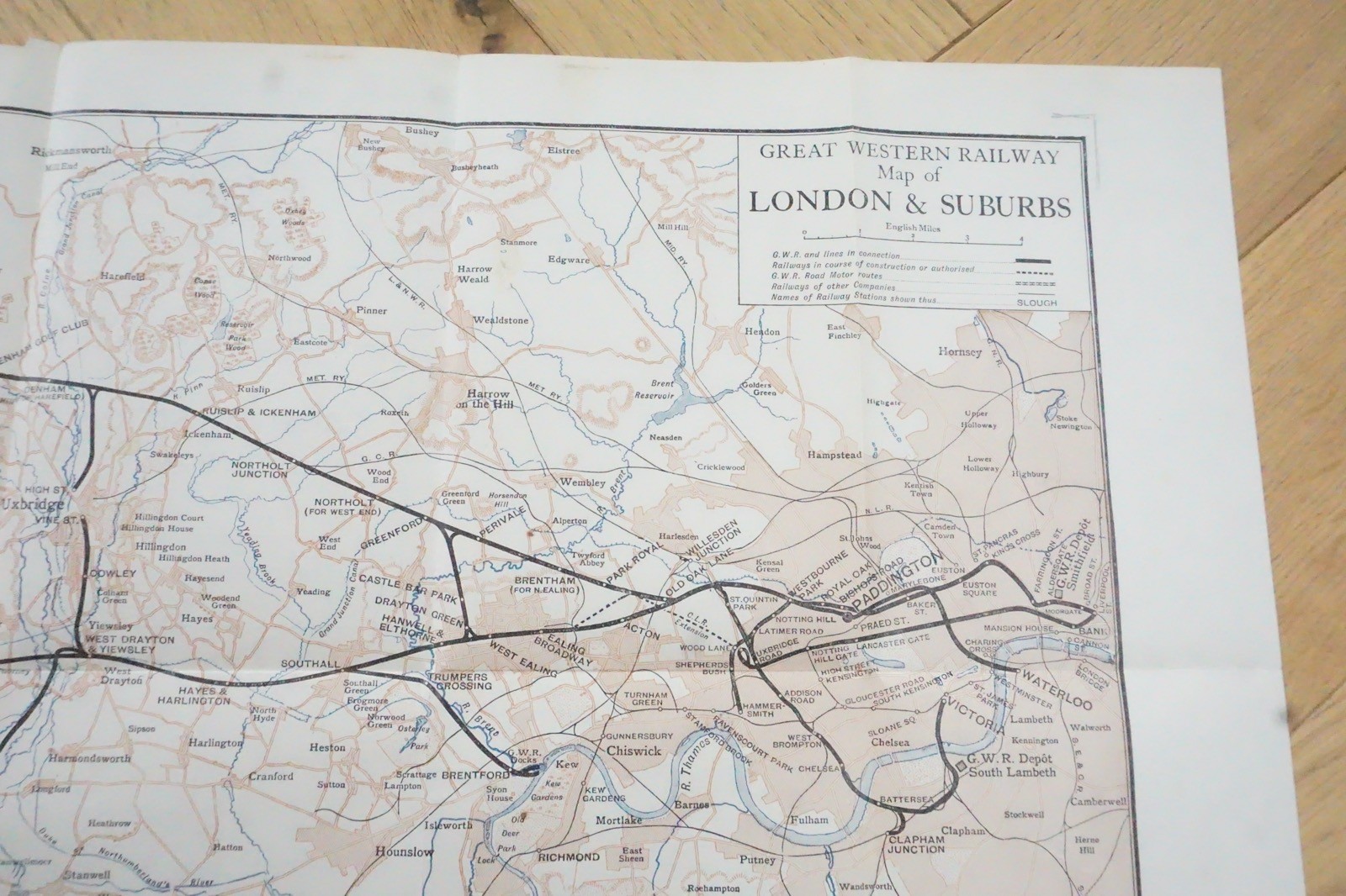 1913 GWR London & Suburban Original Railway Map Metropolitan District