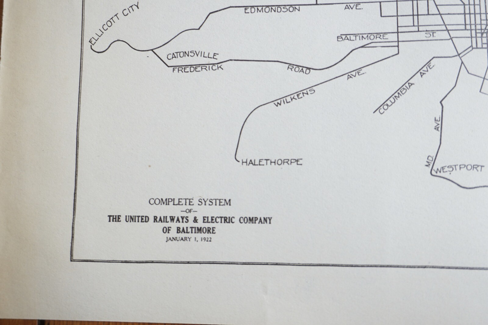 1922 Baltimore Railway Railroad System Map USA