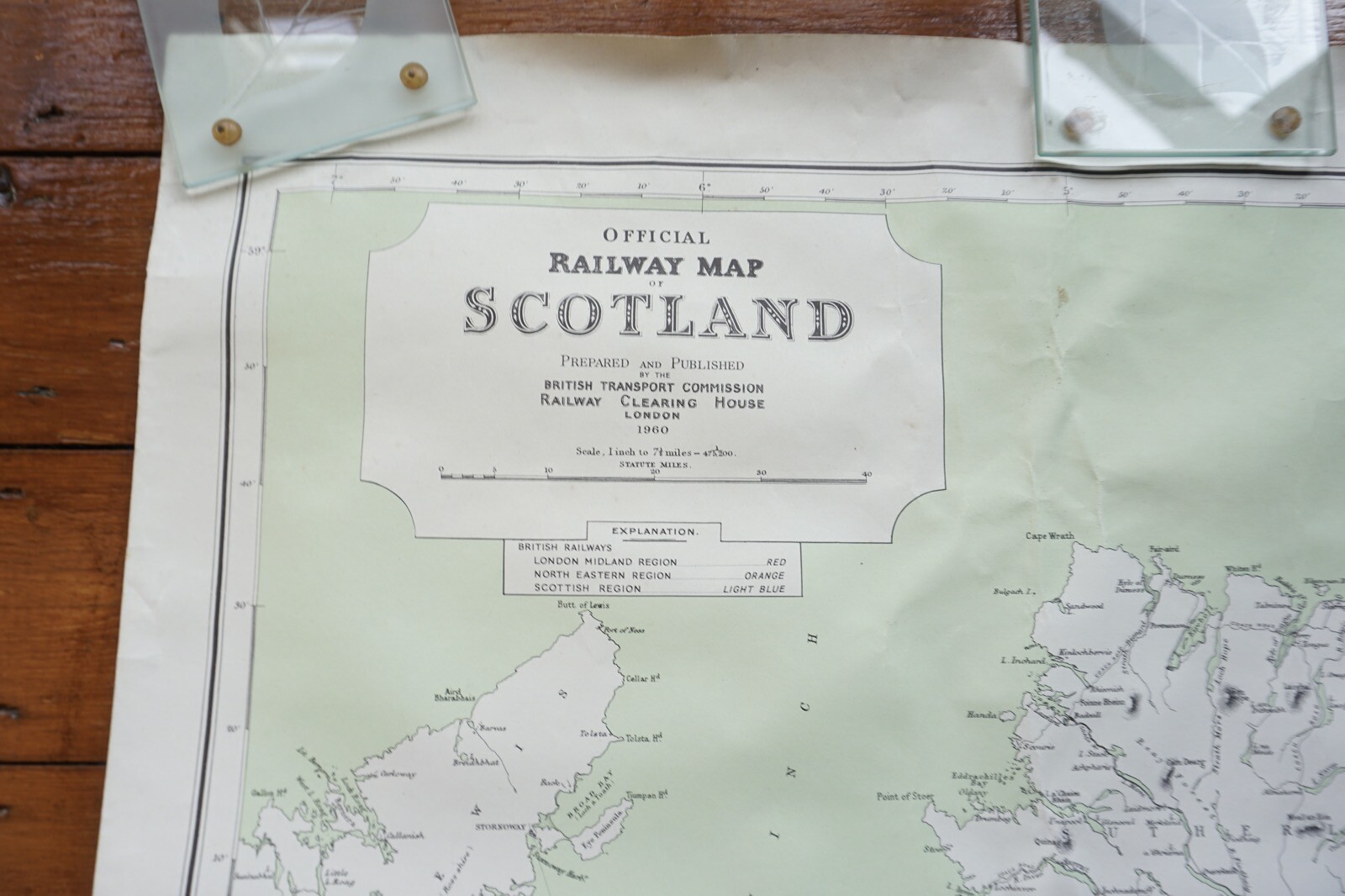1960 Railway Clearing House RCH Map of Scotland Poster Linen Backed