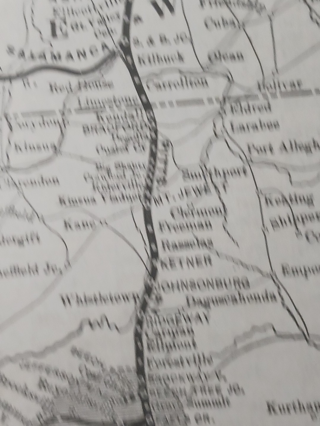 ~1898 Train Route Map BUFFALO ROCHESTER & PITTSBURGH RAILWAY Ralston Clearfield