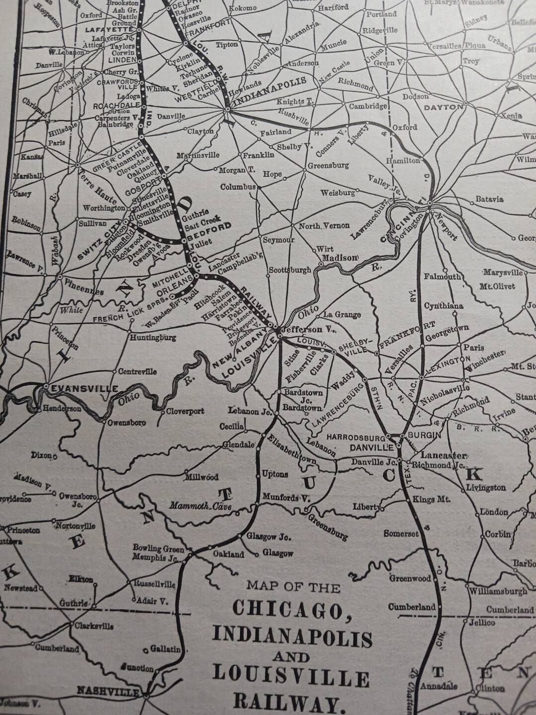 1902 Train Route Map CHICAGO INDIANAPOLIS & LOUISVILLE RAILWAY railroad Stations
