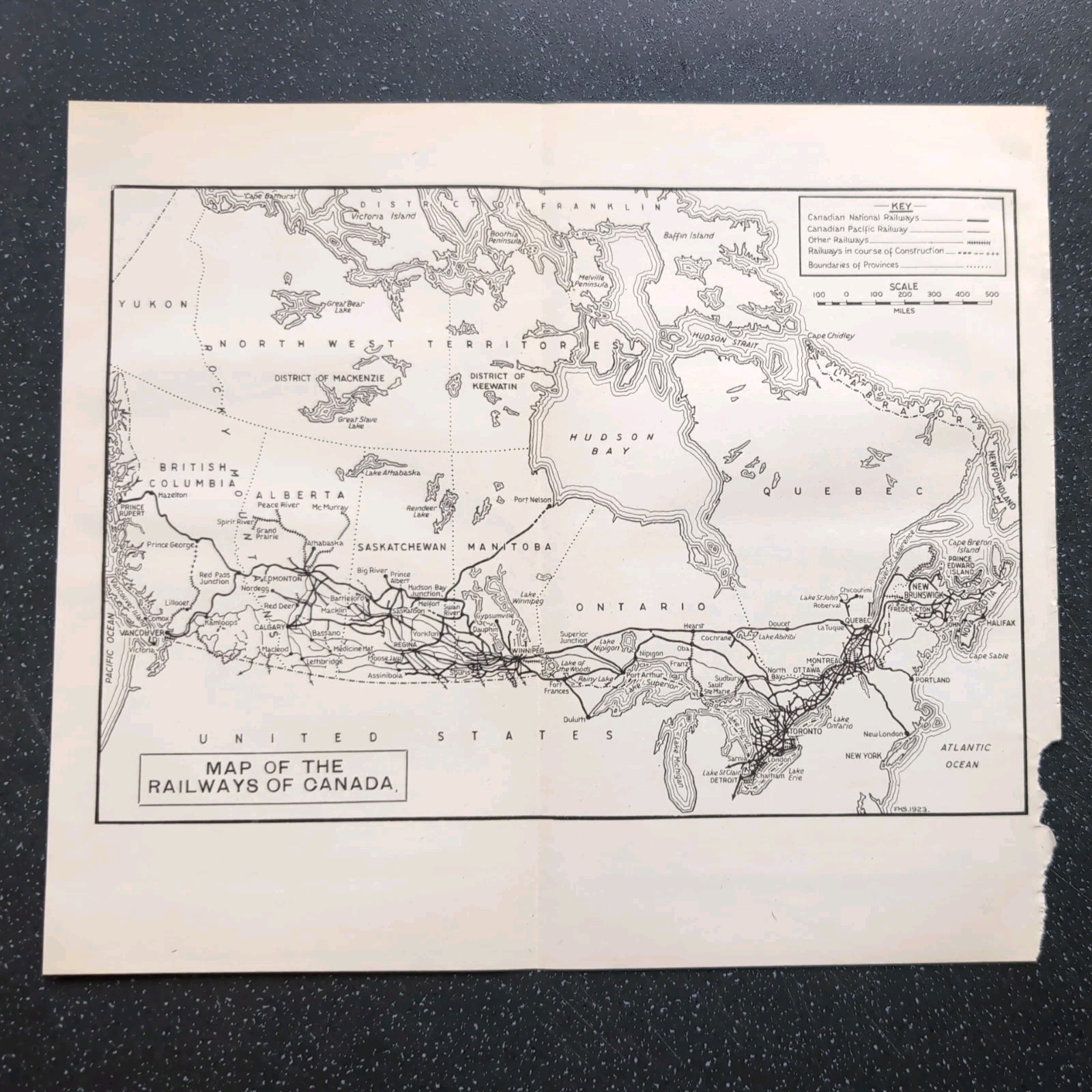 Original 1923 Railway Map of the Railway’s of Canada