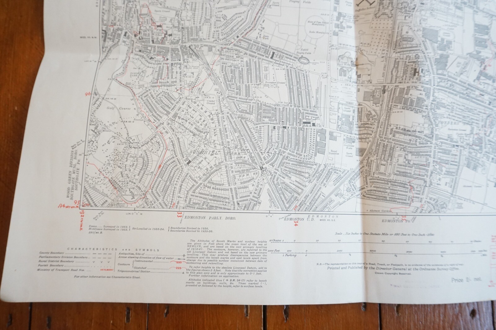 1938 Enfield Ponders End Middlesex LNER Railway OS Map