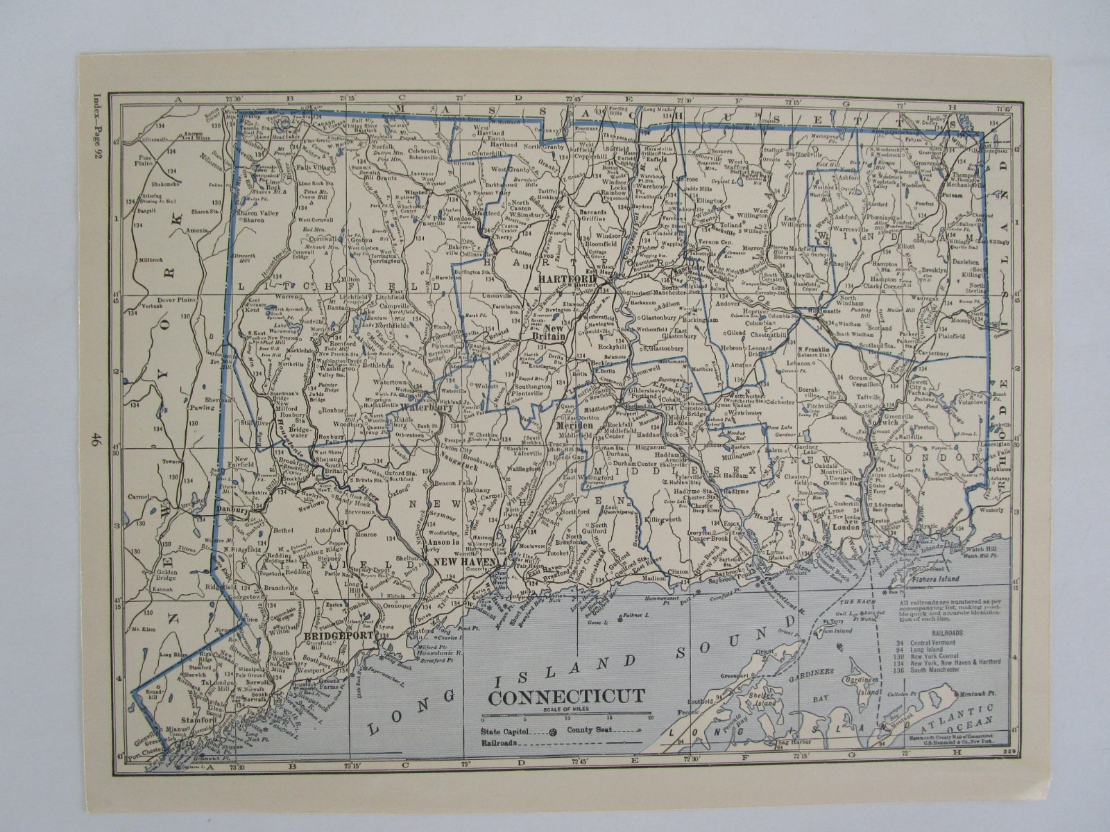 15% off. CO CT GREAT DEPRESSION era 1931 COLORADO RAILROAD Map or CONNECTICUT
