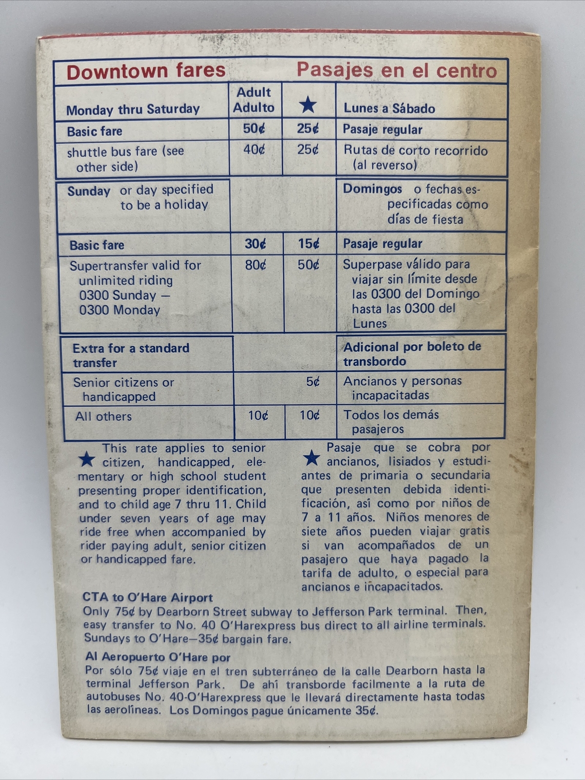 1976 CHICAGO TRANSIT AUTHORITY CTA DOWNTOWN TRANSIT MAP Bus L Subway NOVEMBER