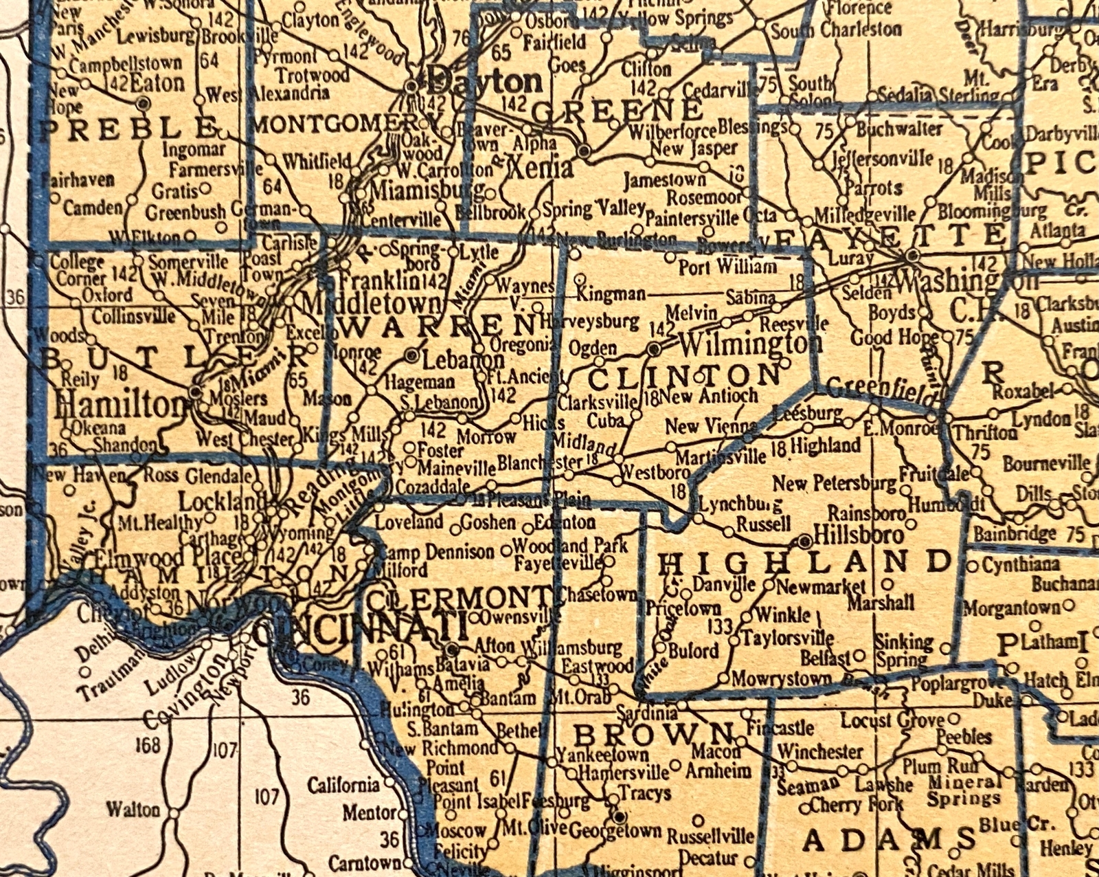 NORTH DAKOTA & OHIO c 1935 County & Railroad Maps. Hammond & Co. 9×12″ VG-F
