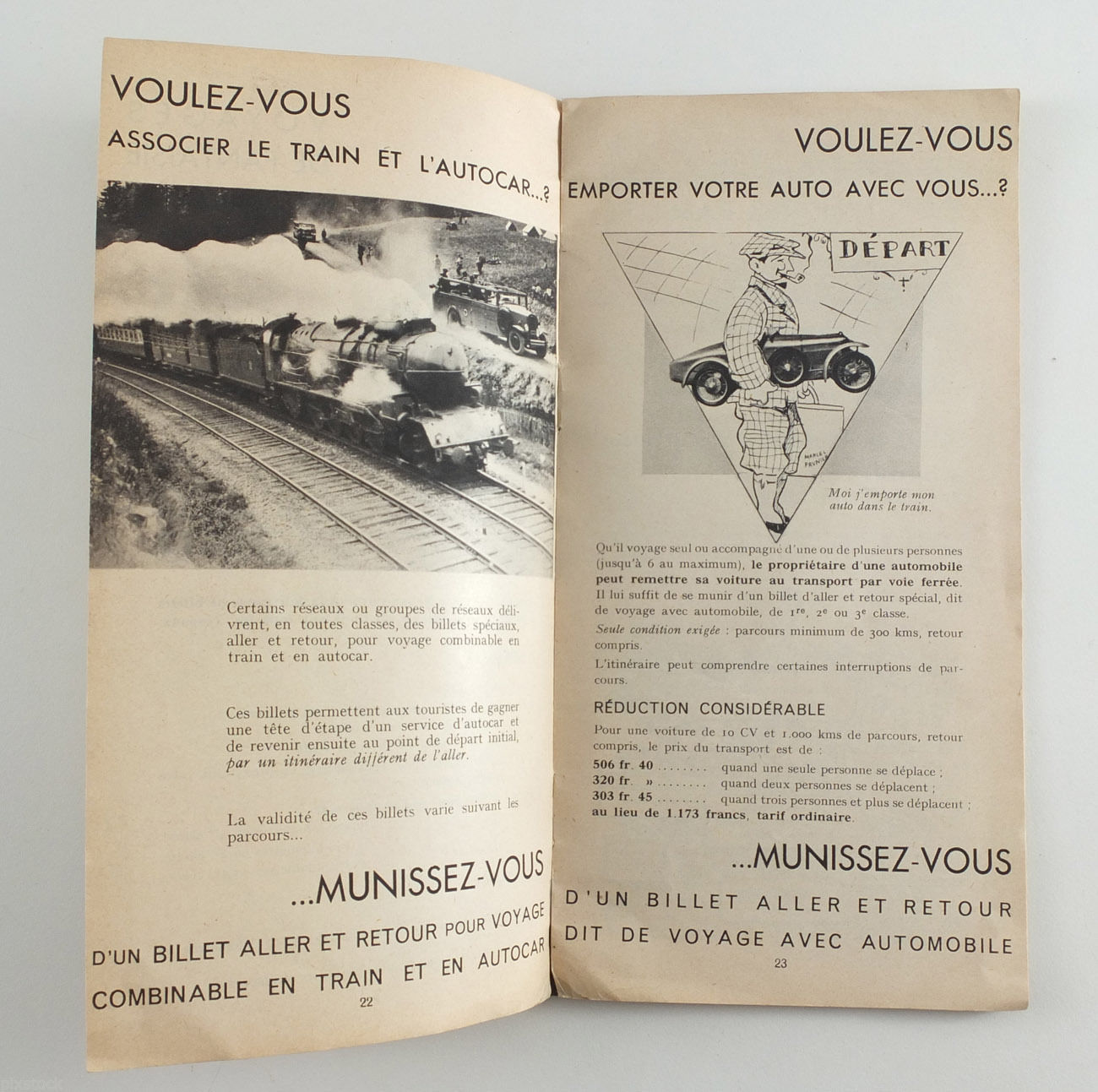 1935 France FRENCH Railways Practical Guide Book for Tourists