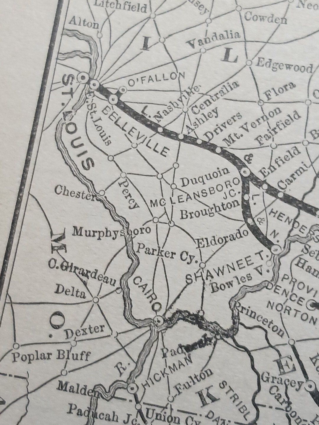 ~1895 Antique Route Map LOUISVILLE & NASHVILLE RAILROAD all Lines Stations Depot