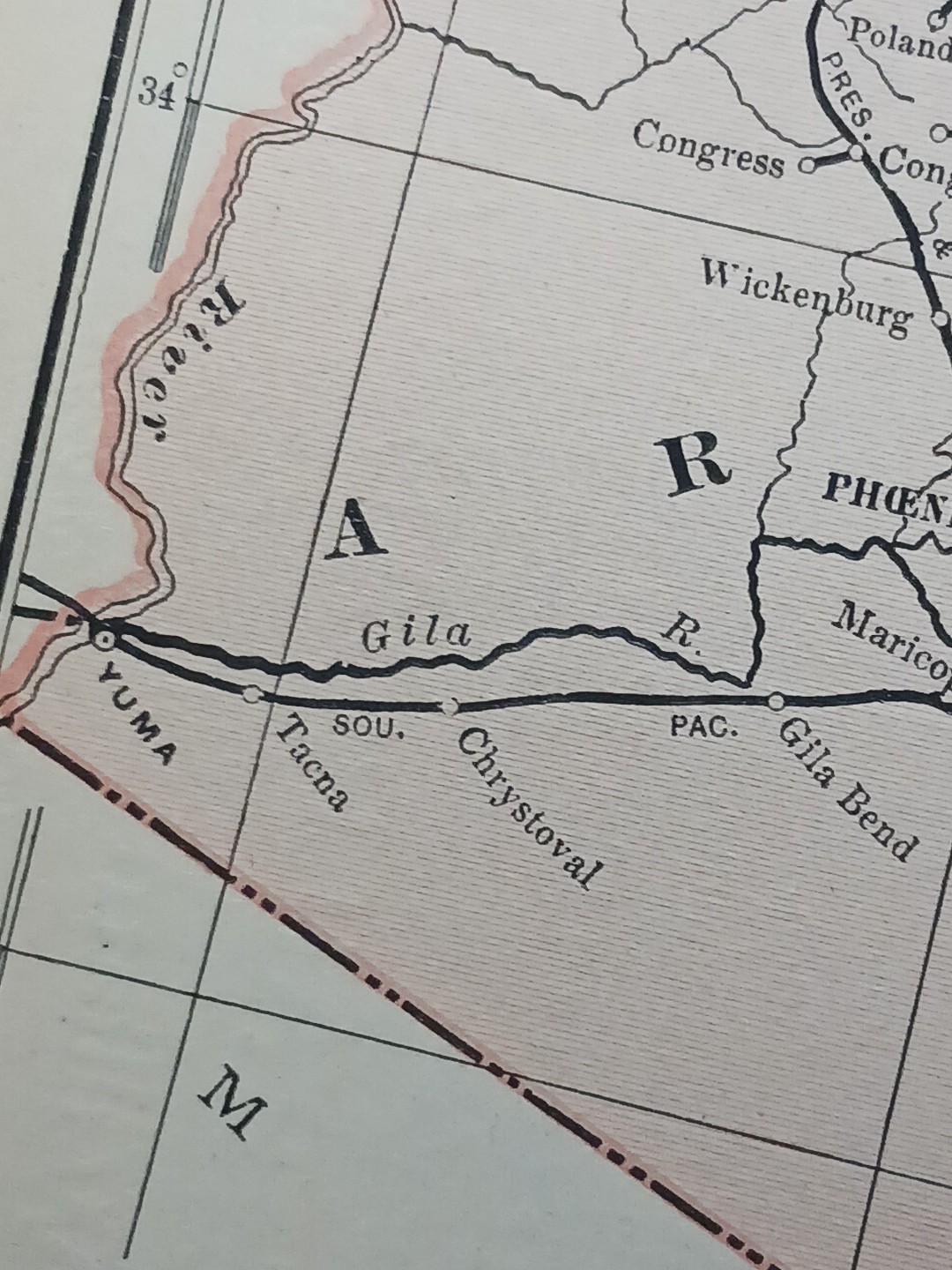 ~1906 Train Route Map COLORADO Utah ARIZONA New Mexico all Railroad Lines 11×9″