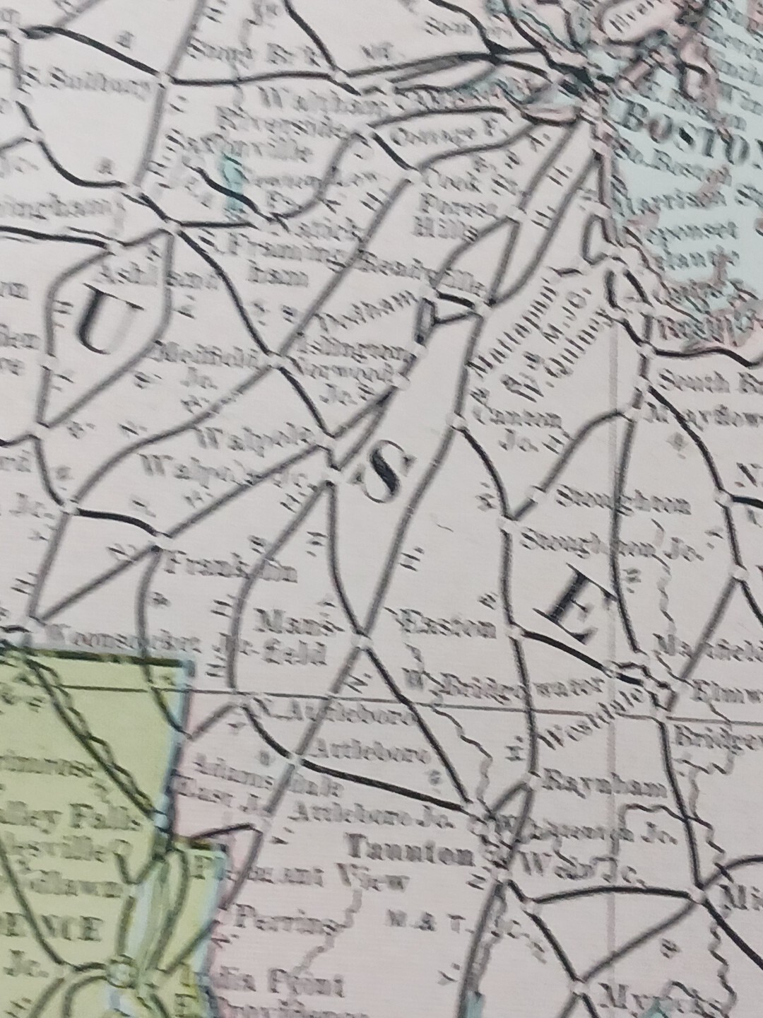 1906 Dated Train Route Map Massachusetts Connecticut all Railroad Lines 11″×9″