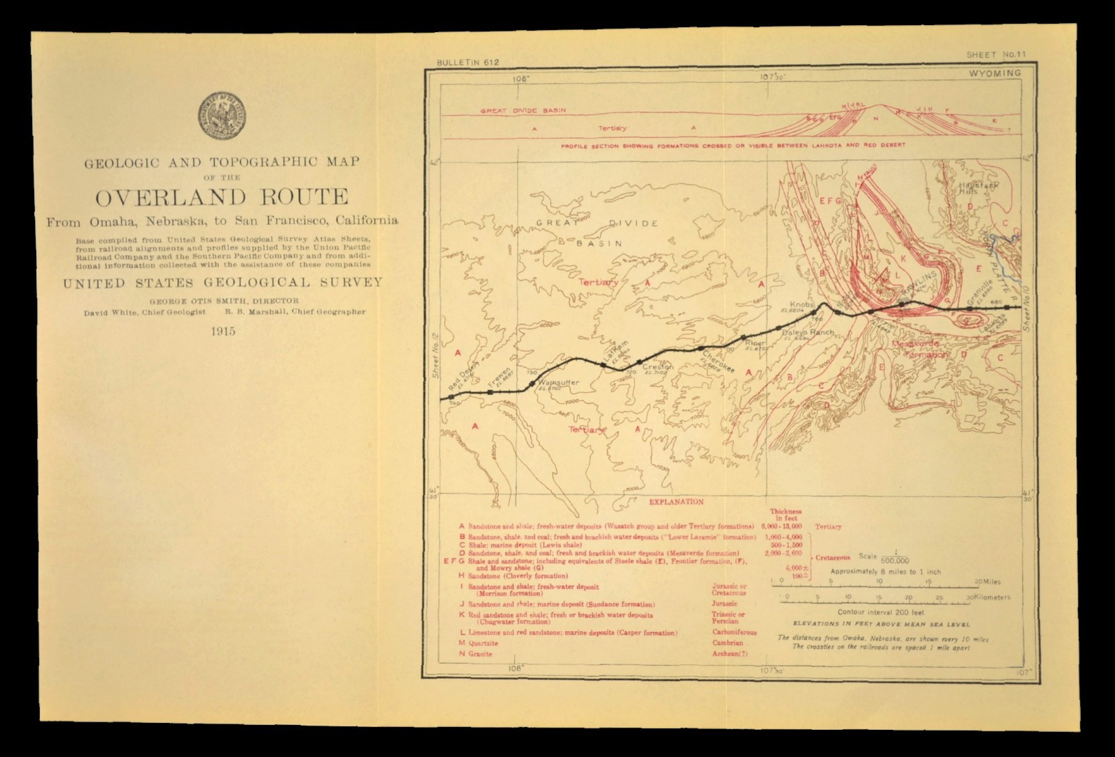 Antique Union Pacific Railroad Map Rawlins Wyoming Red Desert Great Divide Basin