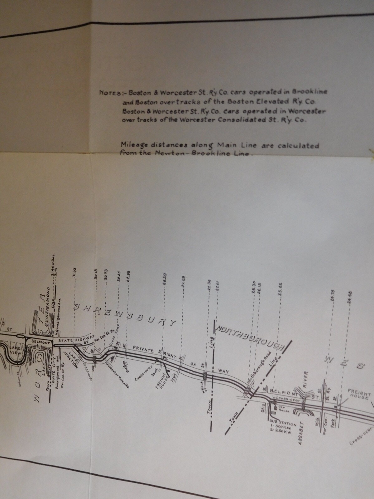 Map Boston & Worcester Street Railway System Reprint