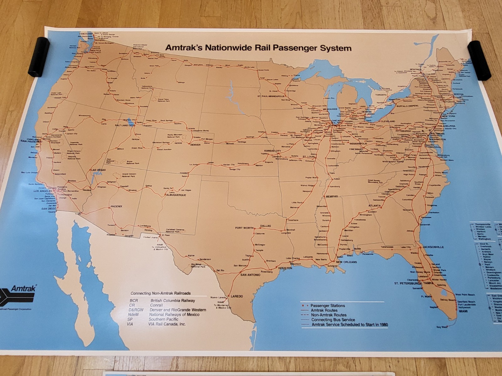 X2 Amtrak’s Nationwide Rail Passenger System 1980 Map Posters Railroad Train…