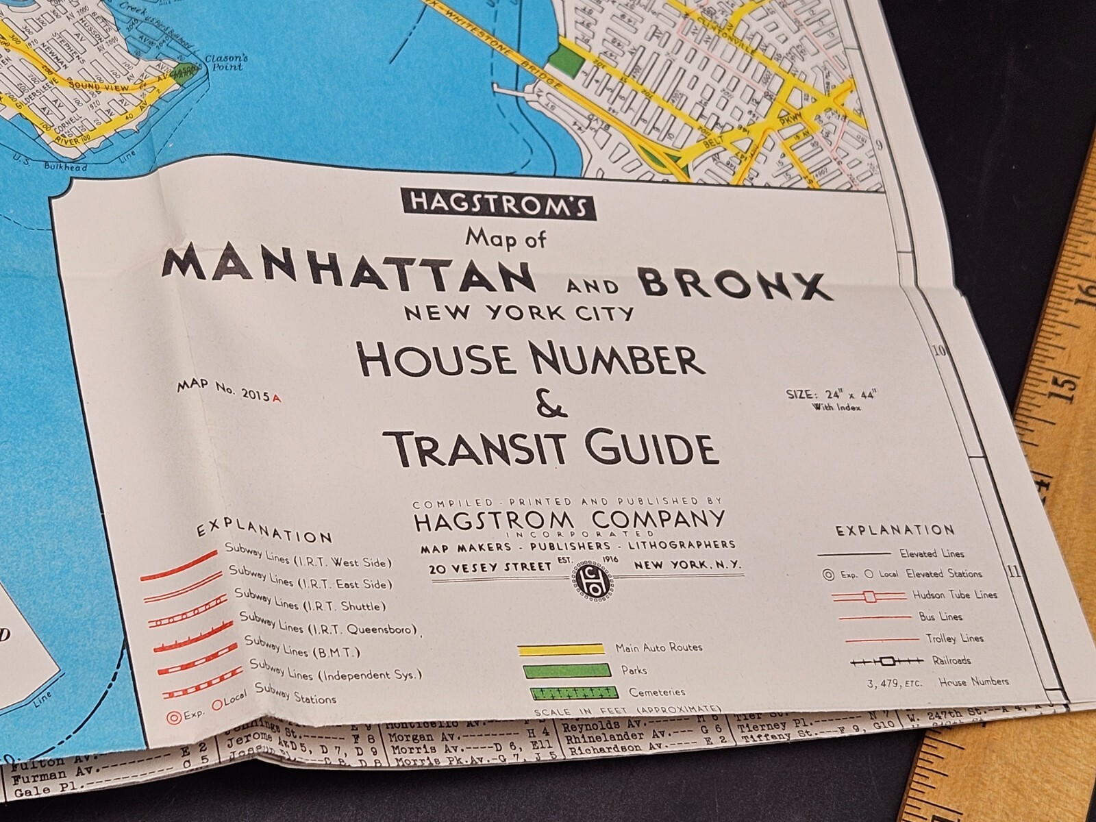VINTAGE ORIGINAL 1946 HAGSTROM’S STREET ROAD MAPS ~ BRONX & MANHATTAN NY