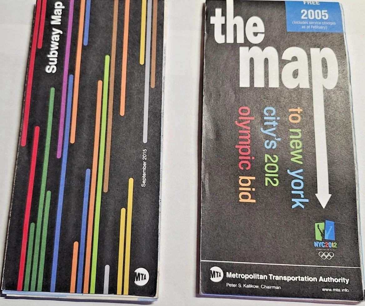 Lot of 5 New York City Subway Map Transit Railroad LIRR Centennial 2004 1990s