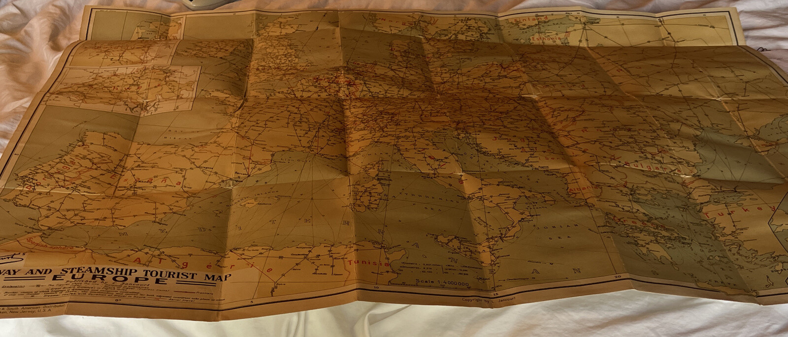 Jancourt’s railway and steamship tourist map of Europe