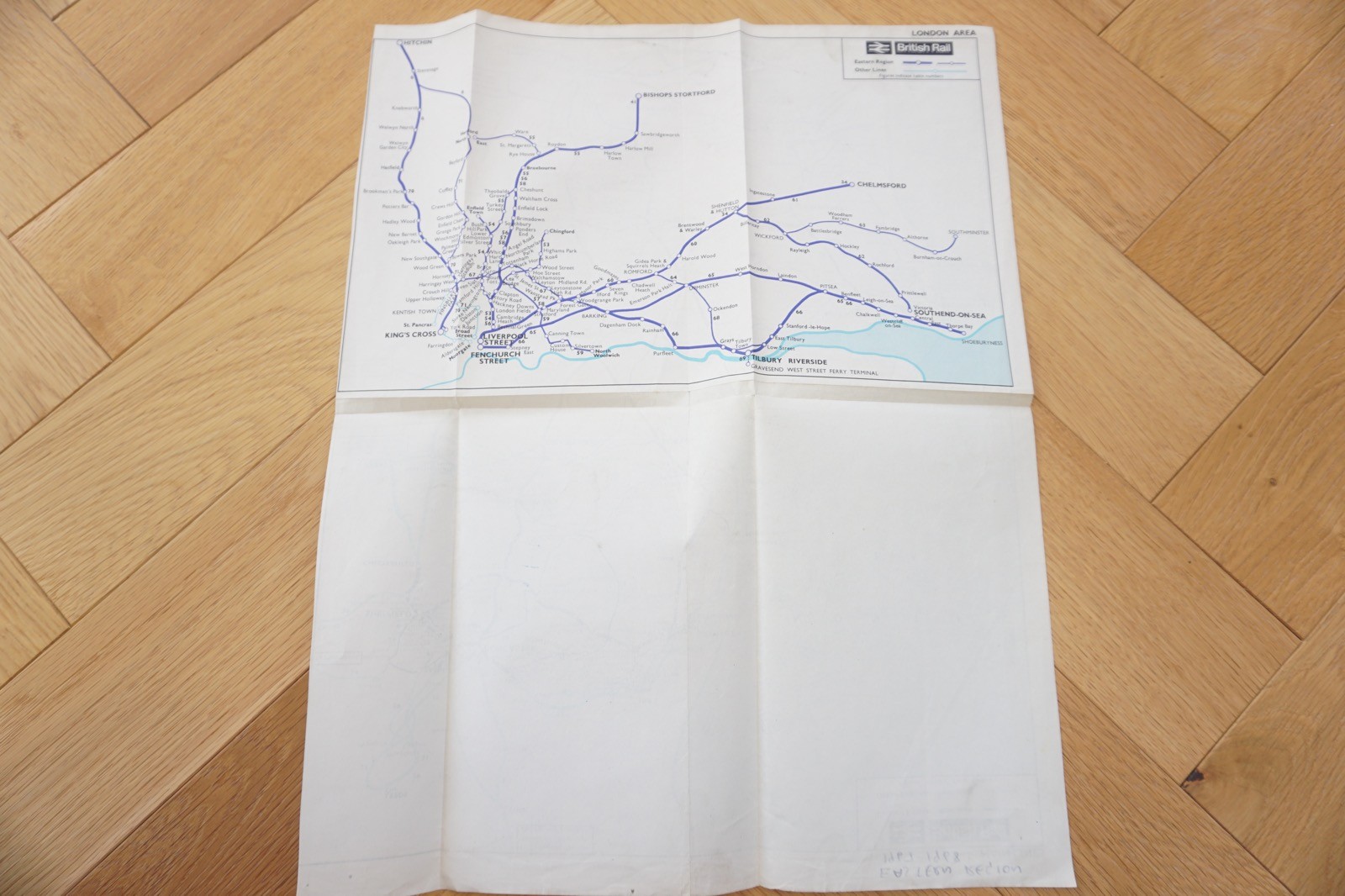 Aug 1967 Eastern Region British Rail Railway Map