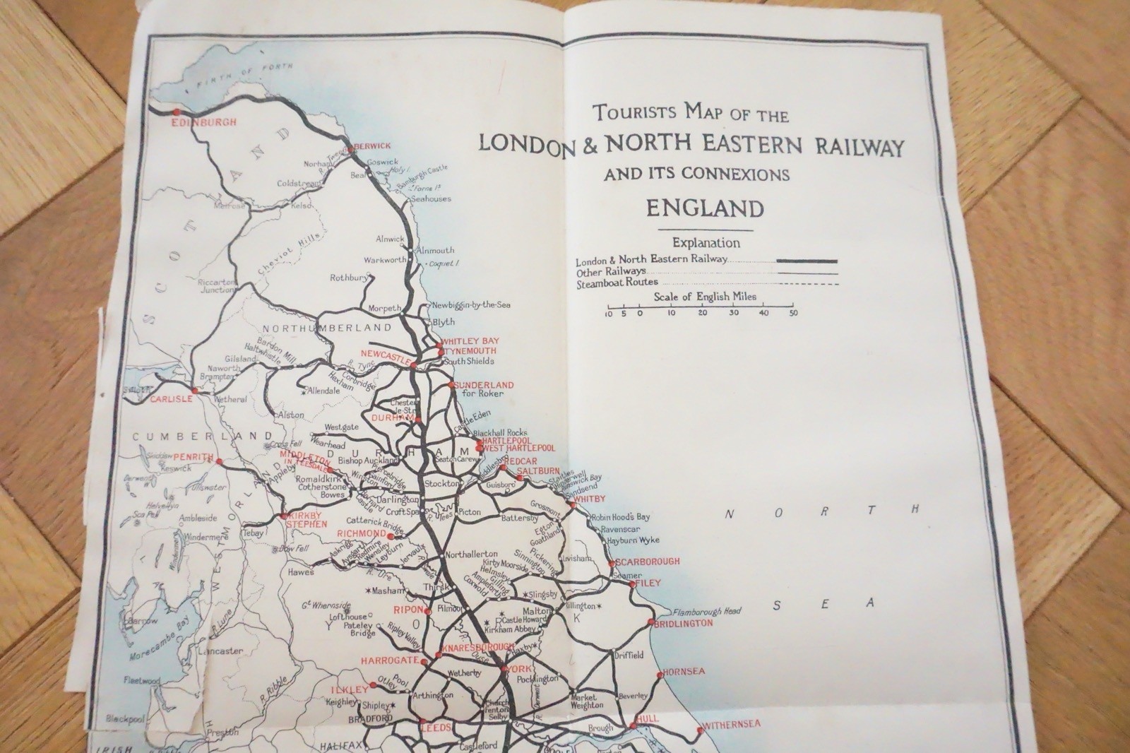 1930s LNER England Connections Railway Map 40cm x 24cm