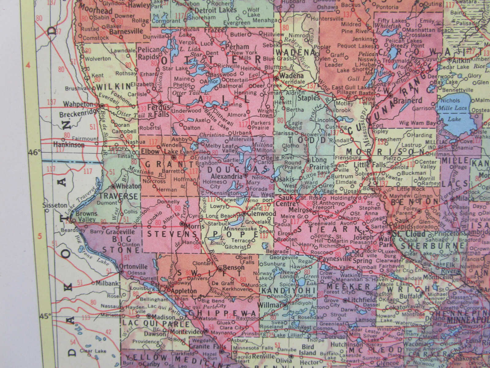 MN MI 1958 MINNESOTA RAILROAD Map DULUTH MESSABE & IRON RANGE RR ~or~ MICHIGAN