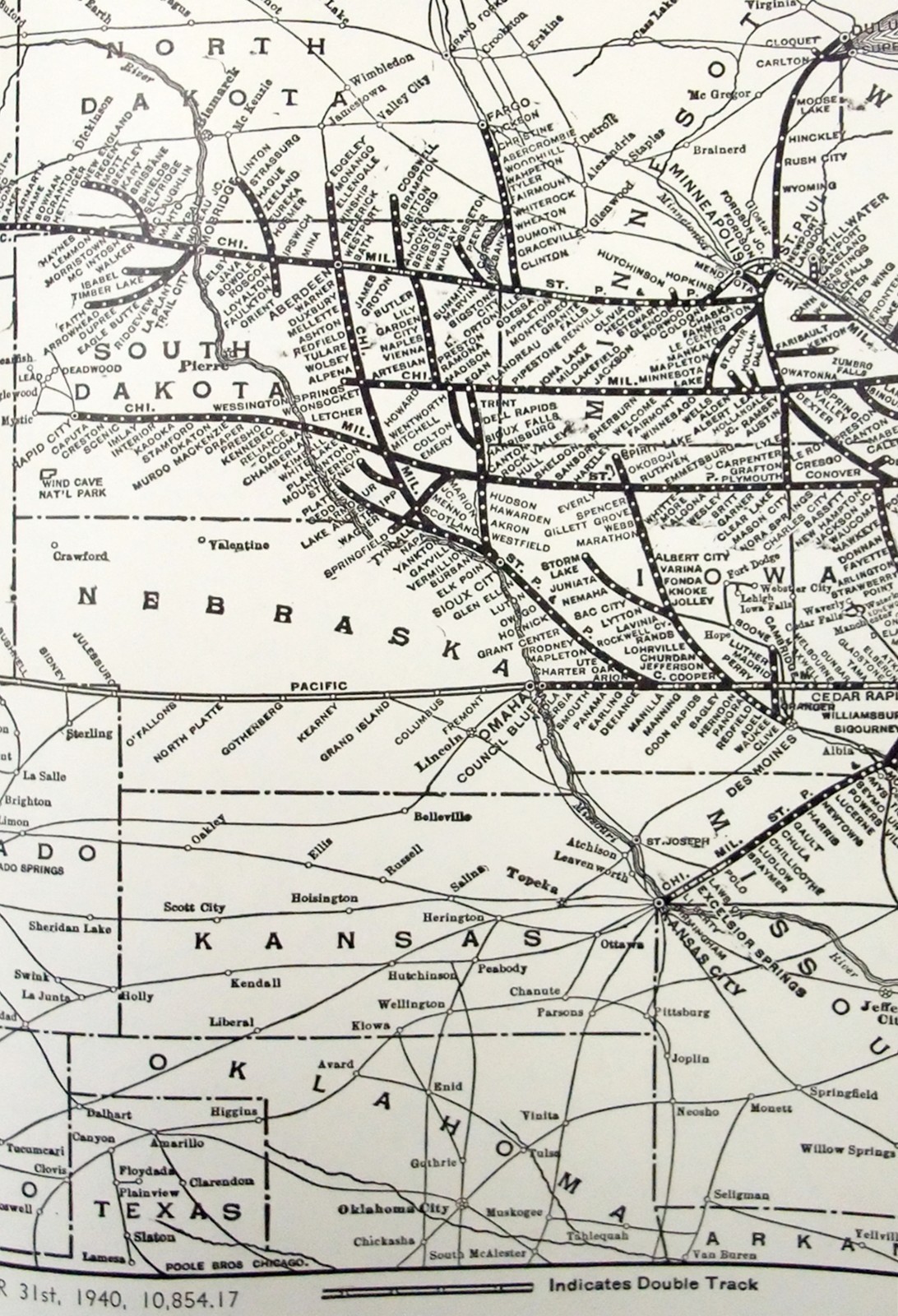 Chicago Milwaukee & St Paul Railroad – Original 1941 System Map. Antique