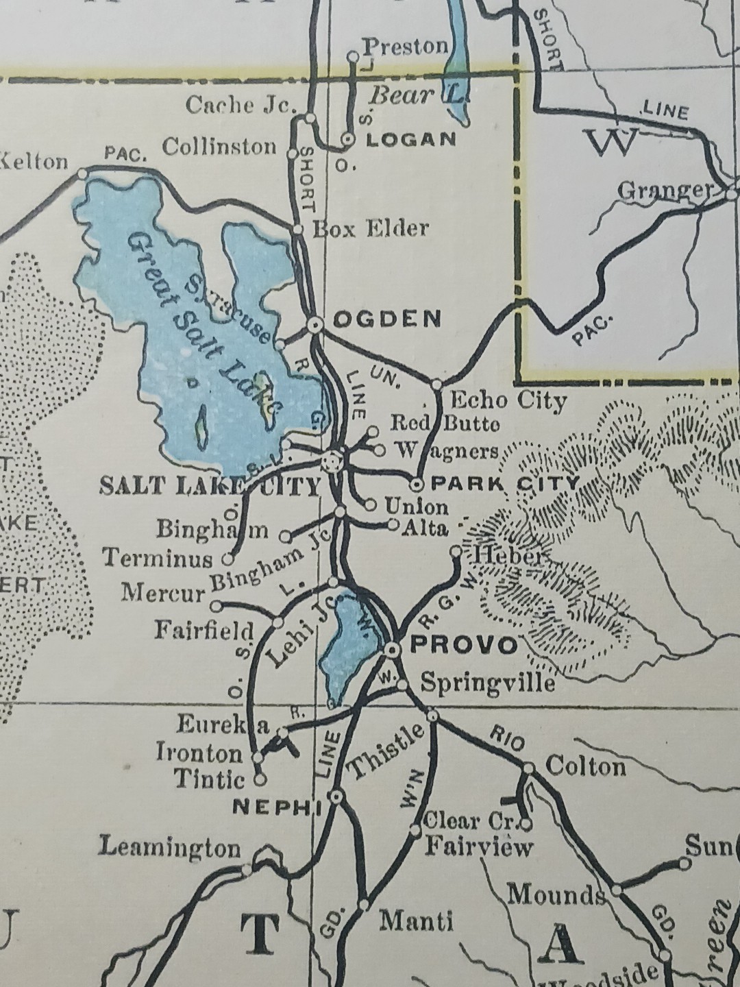 1901 Railroad Map Utah Colorado Arizona New Mexico all Train Route Lines 9×11″