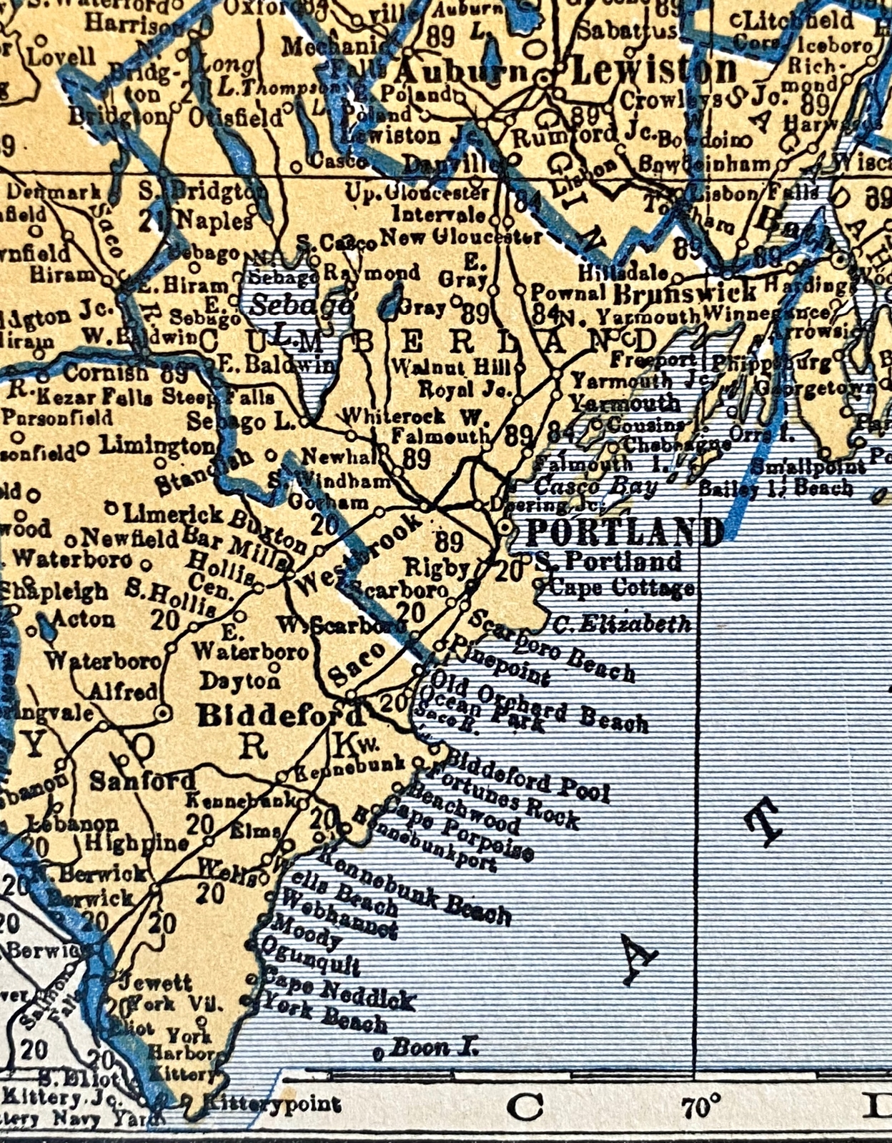 MAINE & LOUISIANA Original c 1935 County & Railroad Maps. Hammond & Co. 9×12″