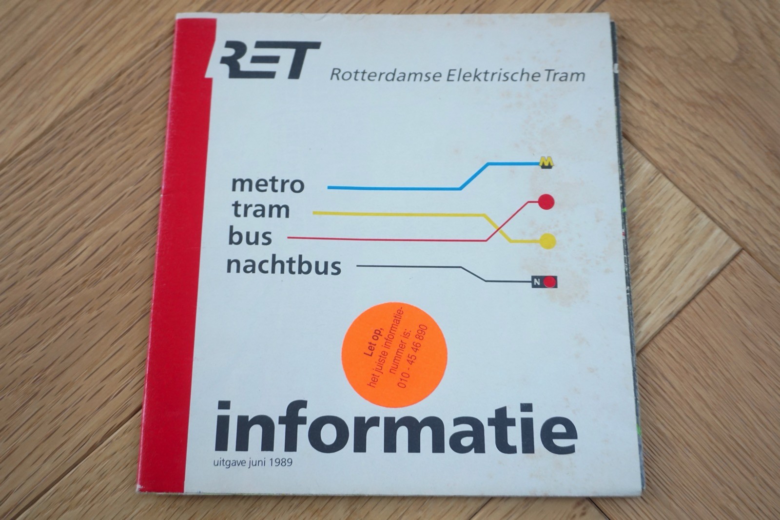 1989 RET Holland Netherlands Bus Tram Railway Route Map