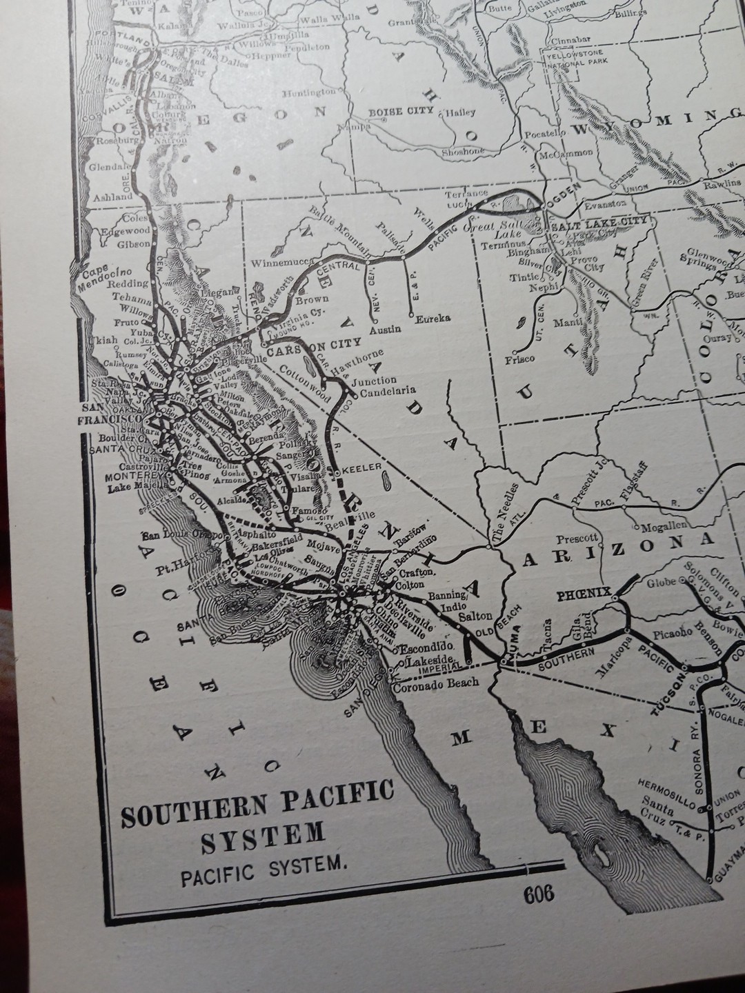 ~1904 Train Route Map SOUTHERN PACIFIC SYSTEM California Arizona Railroad Lines