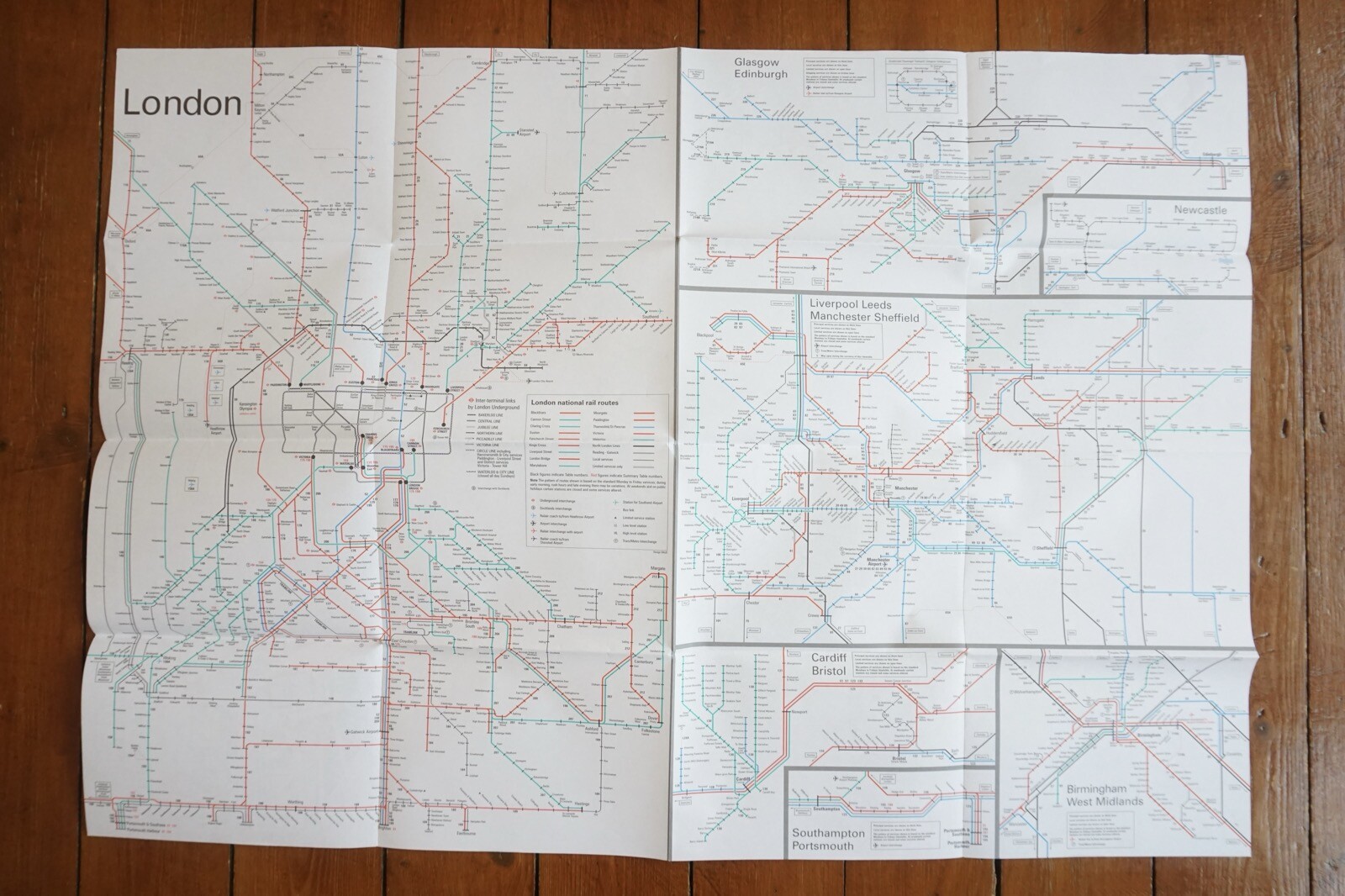 2004 British Rail Passenger Network Railway Map VGC