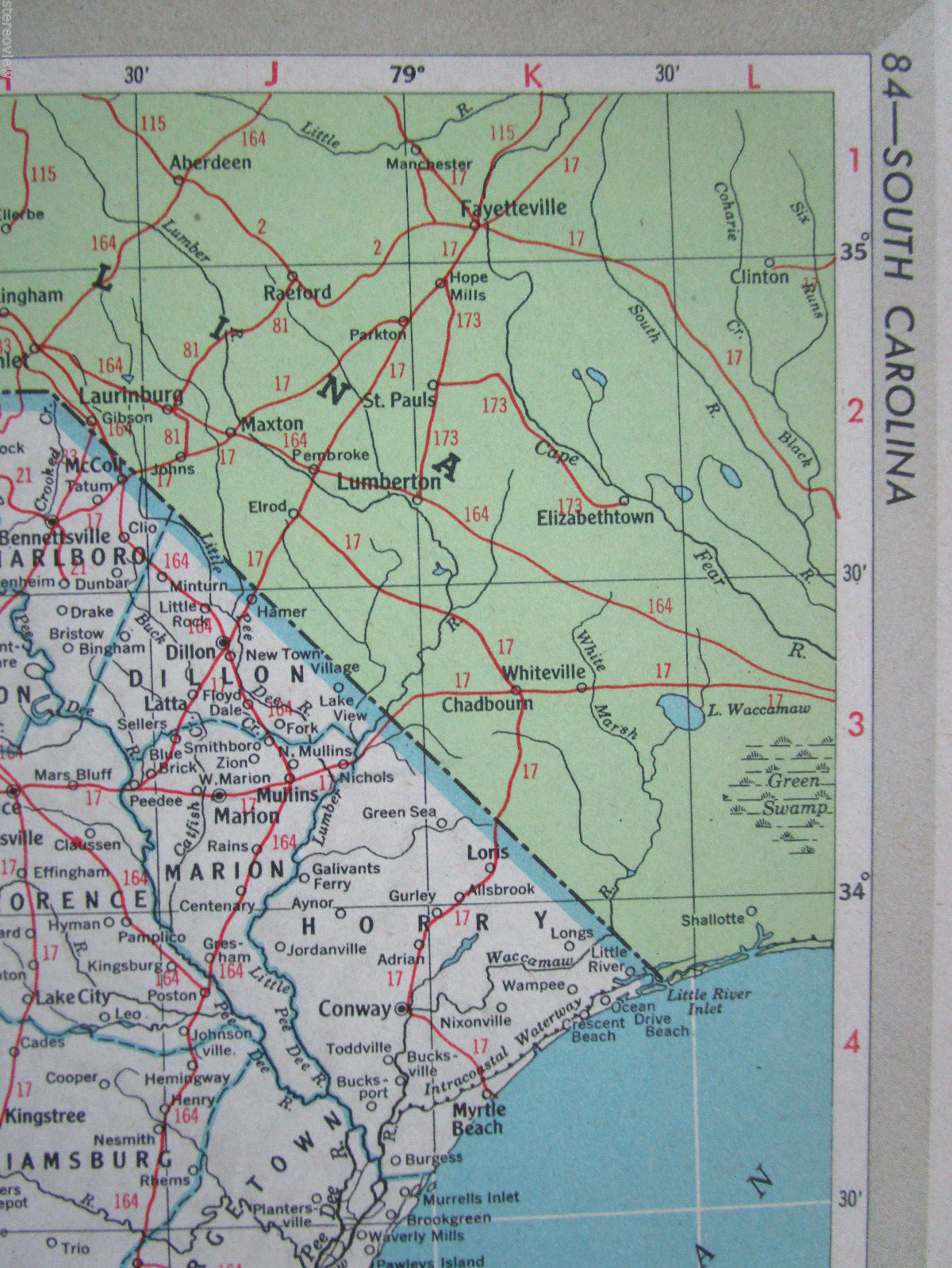 SC PA Vtg 1951 SOUTH CAROLINA RAILROAD MAP. PENNSYLVANIA 1950s Mid Century RR
