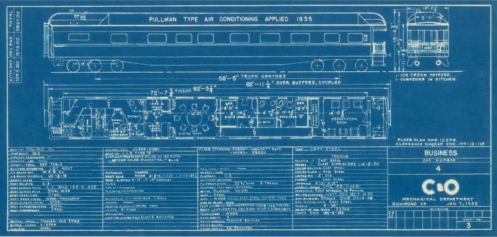 Chesapeake & Ohio 1950’s Passenger Car Diagrams & Data PDF Pages on DVD