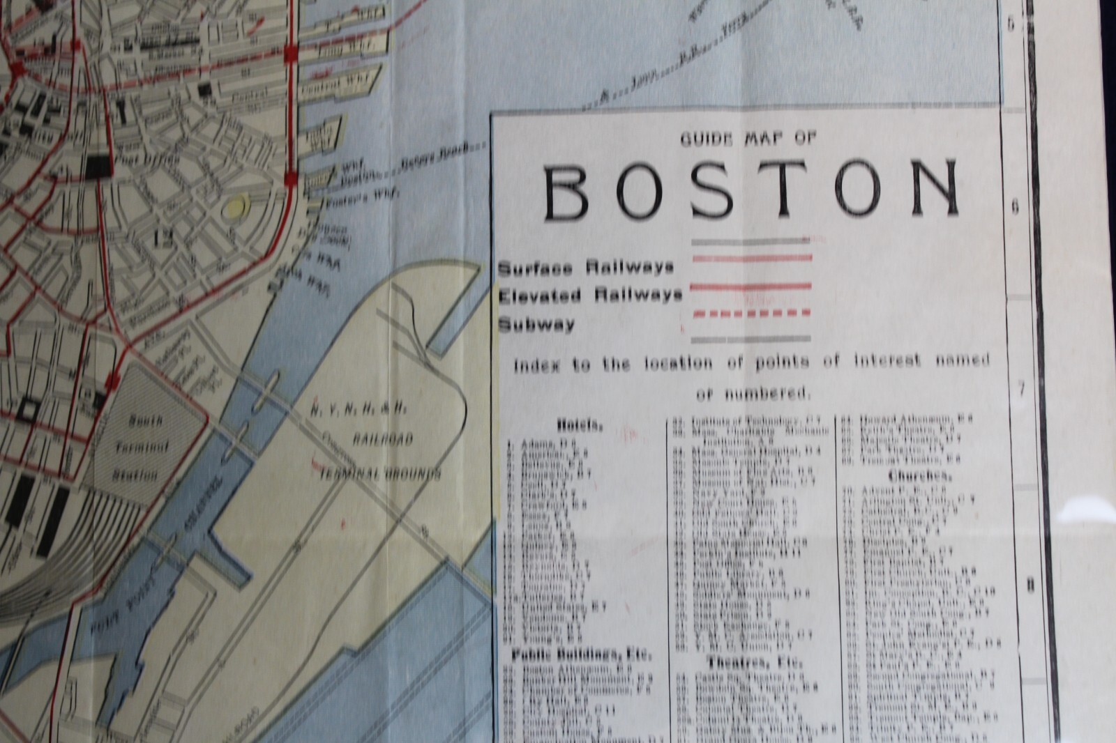 Antique Original Boston Pocket Folding Map Circa 1900