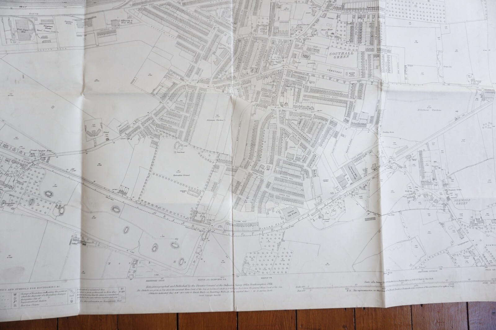 1913 Southall Middlesex GWR Railway OS Railway Map
