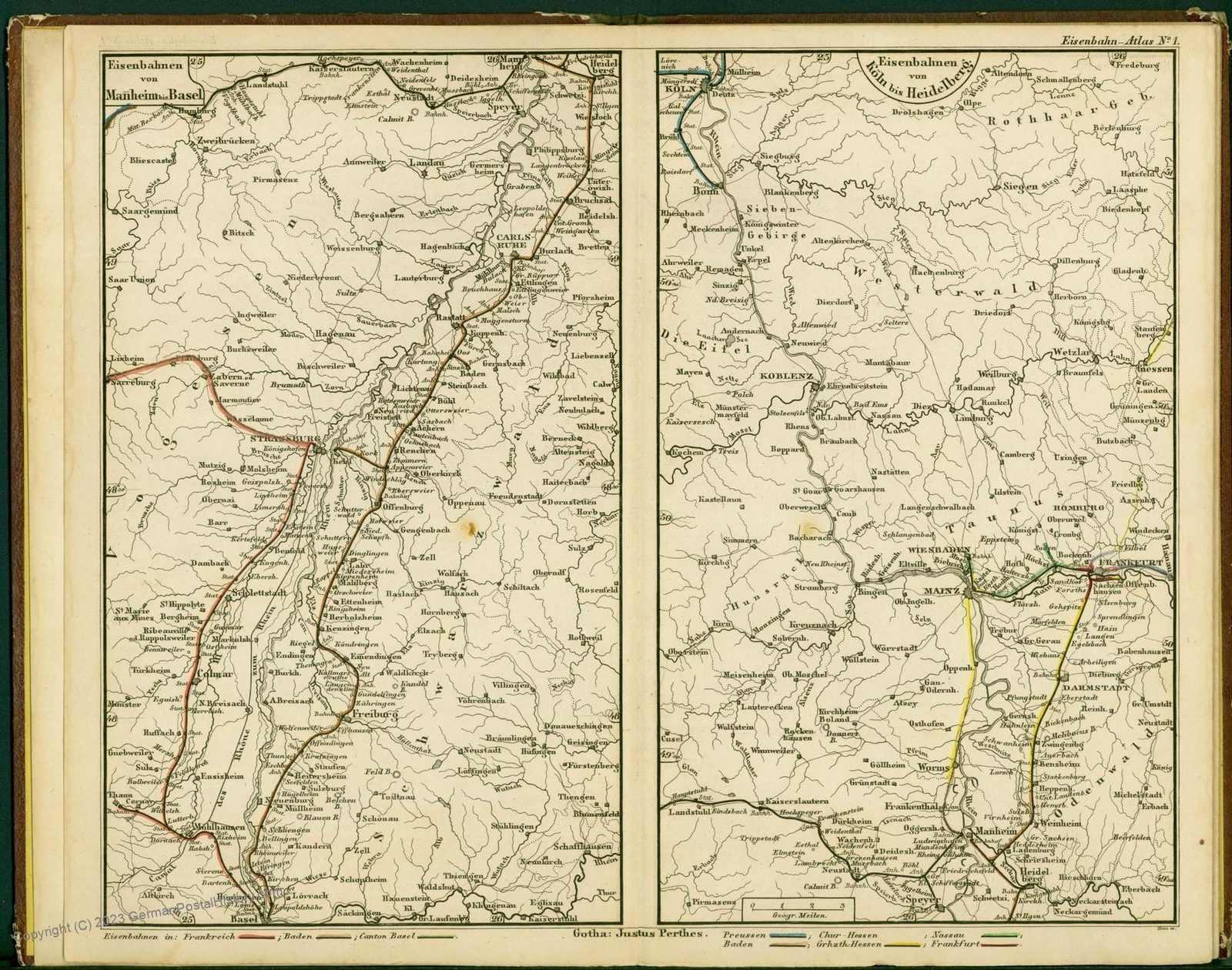 1847 Railway Atlas Germany Belgium Northern Italy Stuelpnaegel 48886