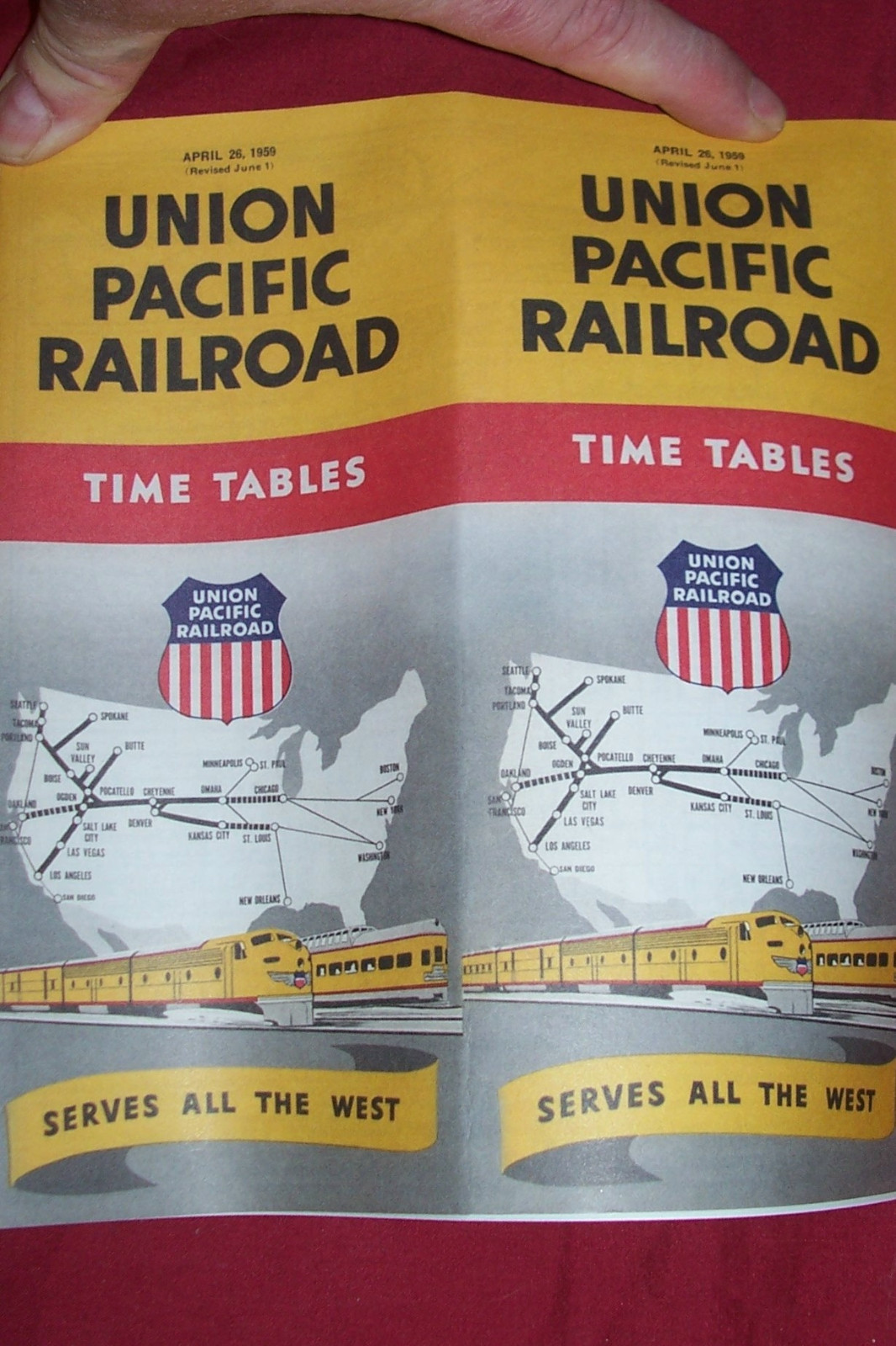 Union Pacific West Line Map Poster Time Tables Old Walthers Railroad Train UP RR